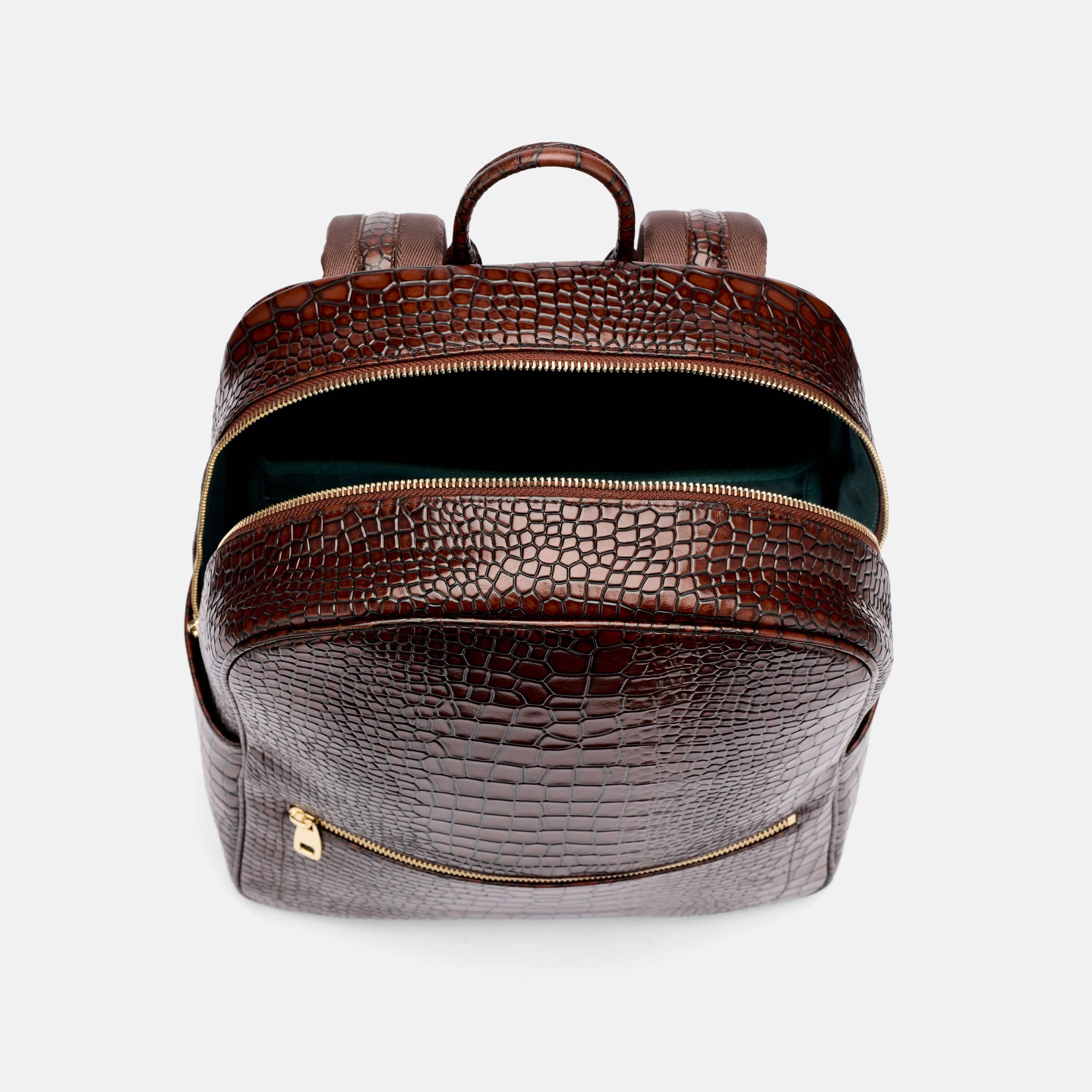 Fulton Brown Crocskin Leather Backpack - Image 5