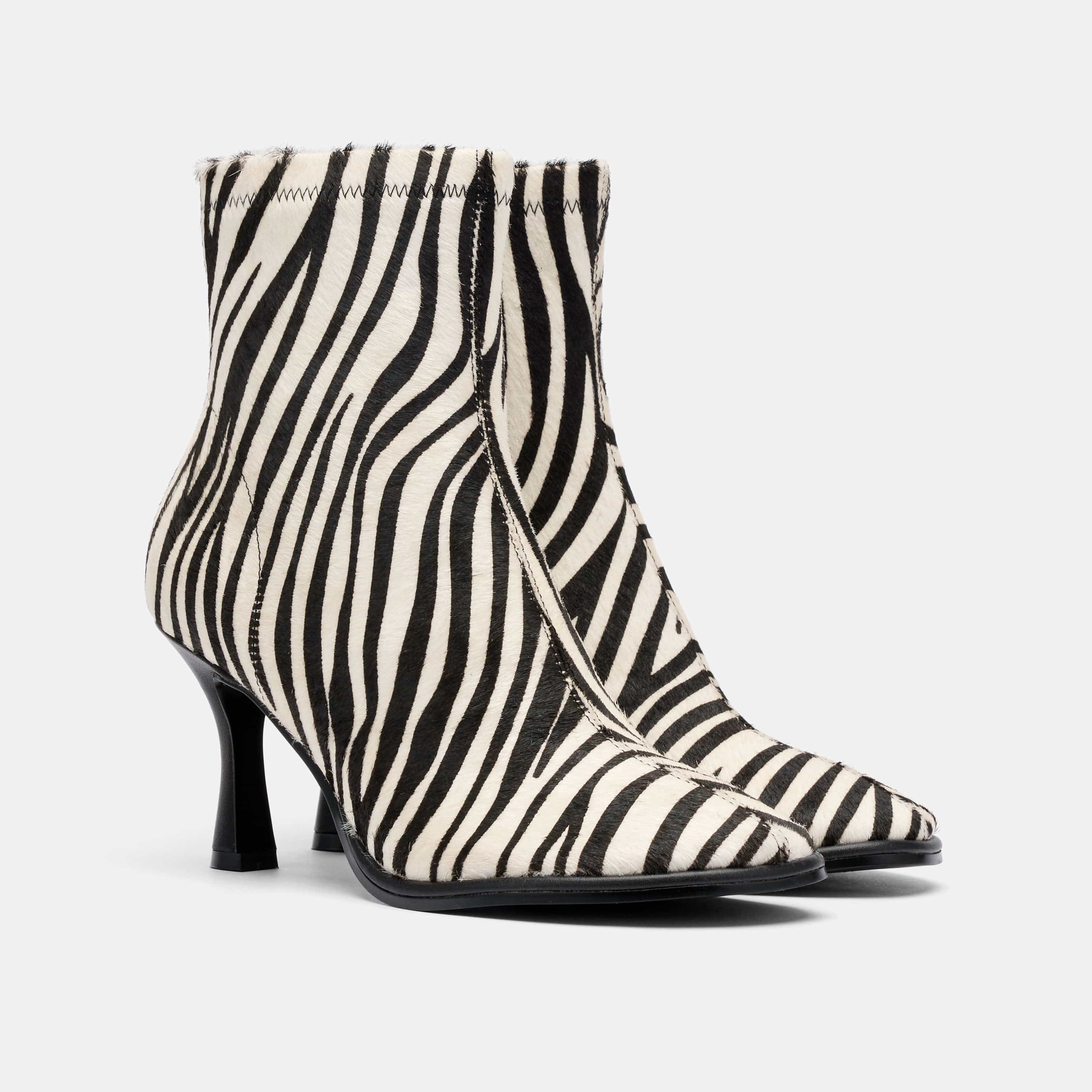 Gloria Zebra Leather Stiletto Ankle Boots - Image 2