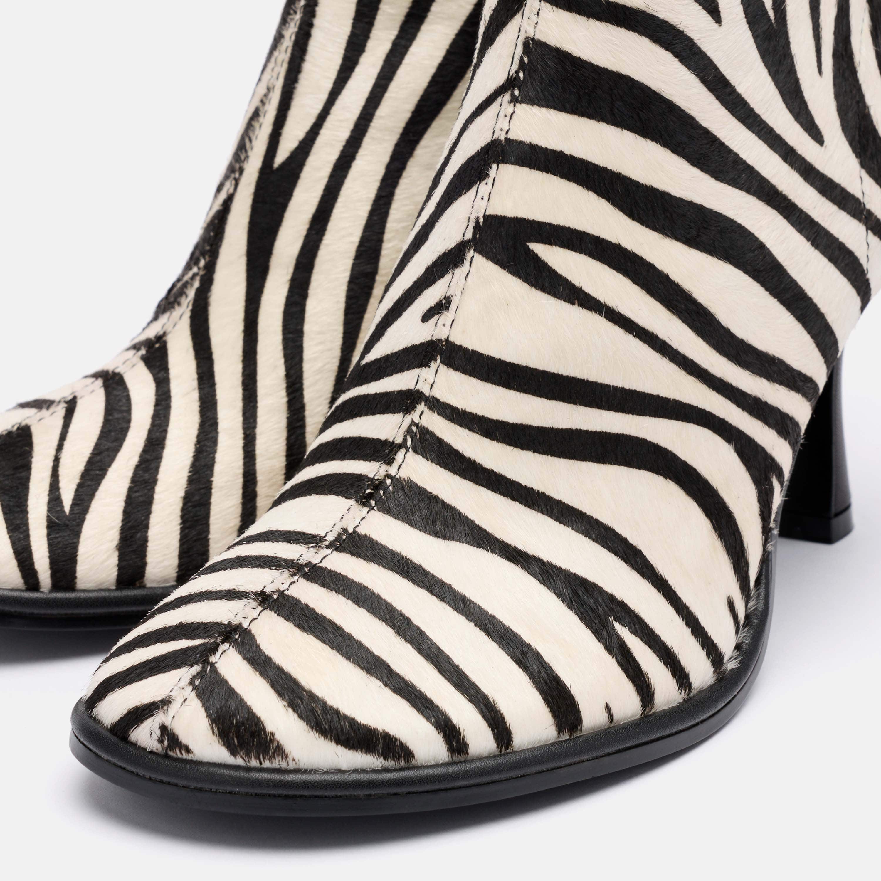 Gloria Zebra Leather Stiletto Ankle Boots - Image 3