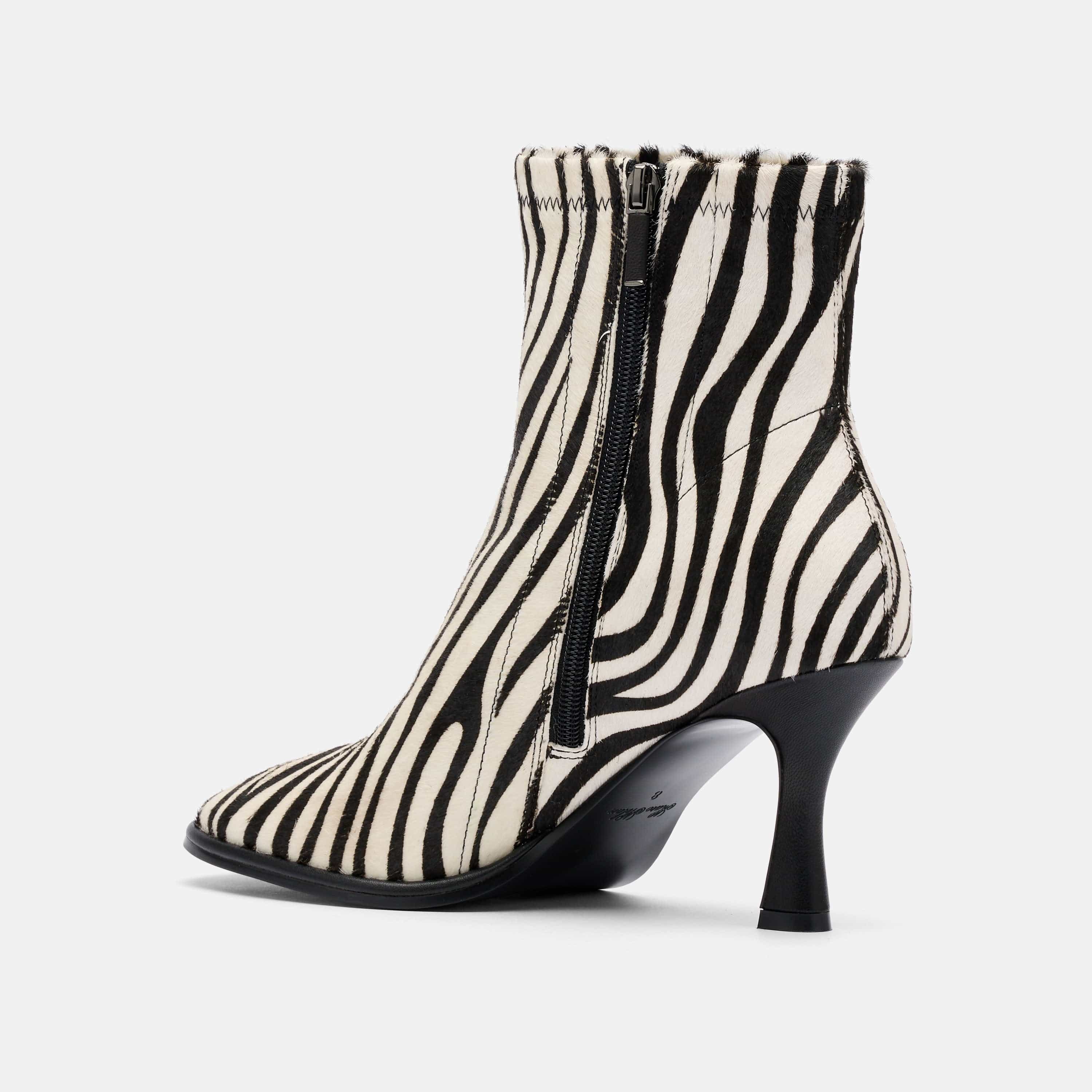 Gloria Zebra Leather Stiletto Ankle Boots - Image 5