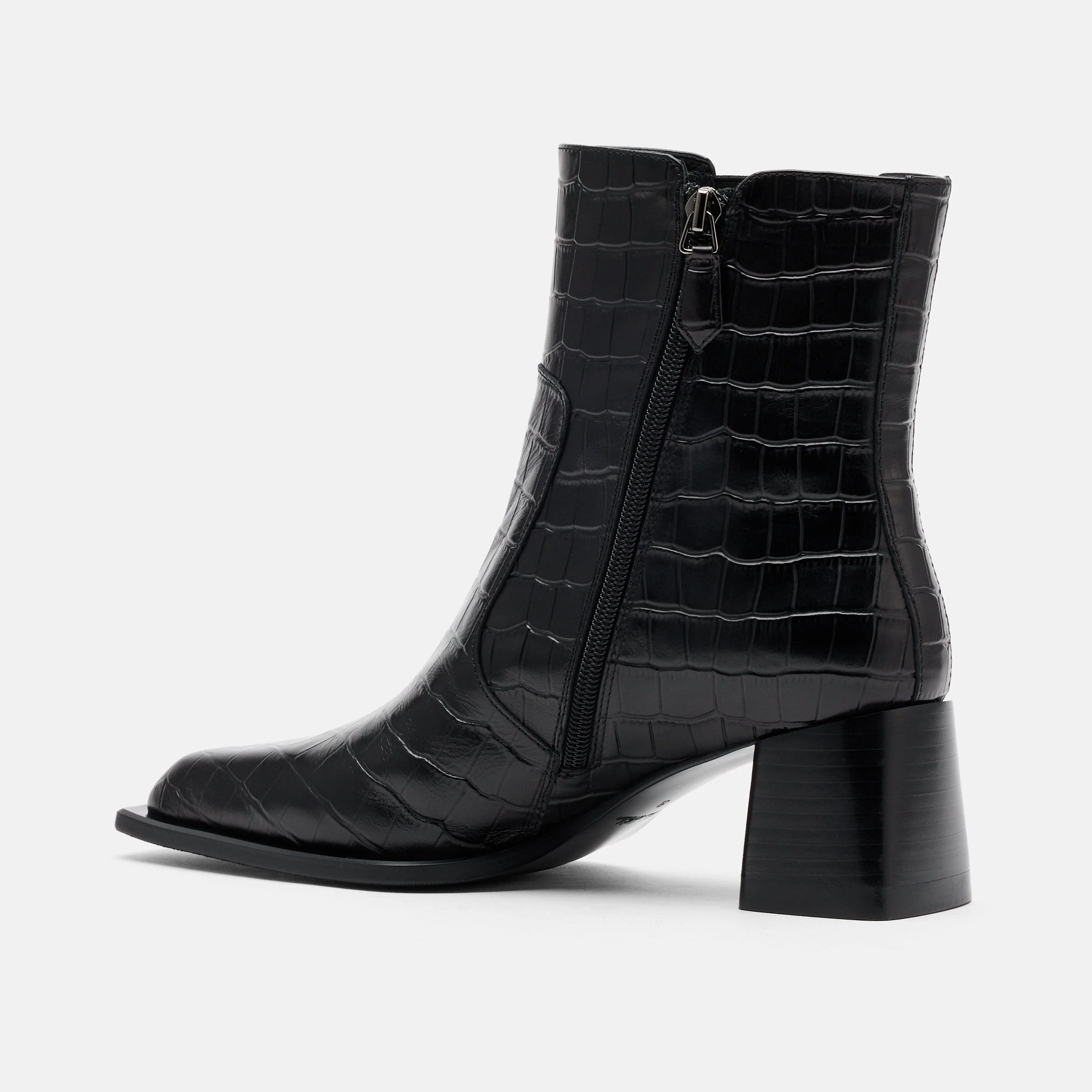 Harper Black Croc Leather Square Toe Chelsea Boots - Image 4