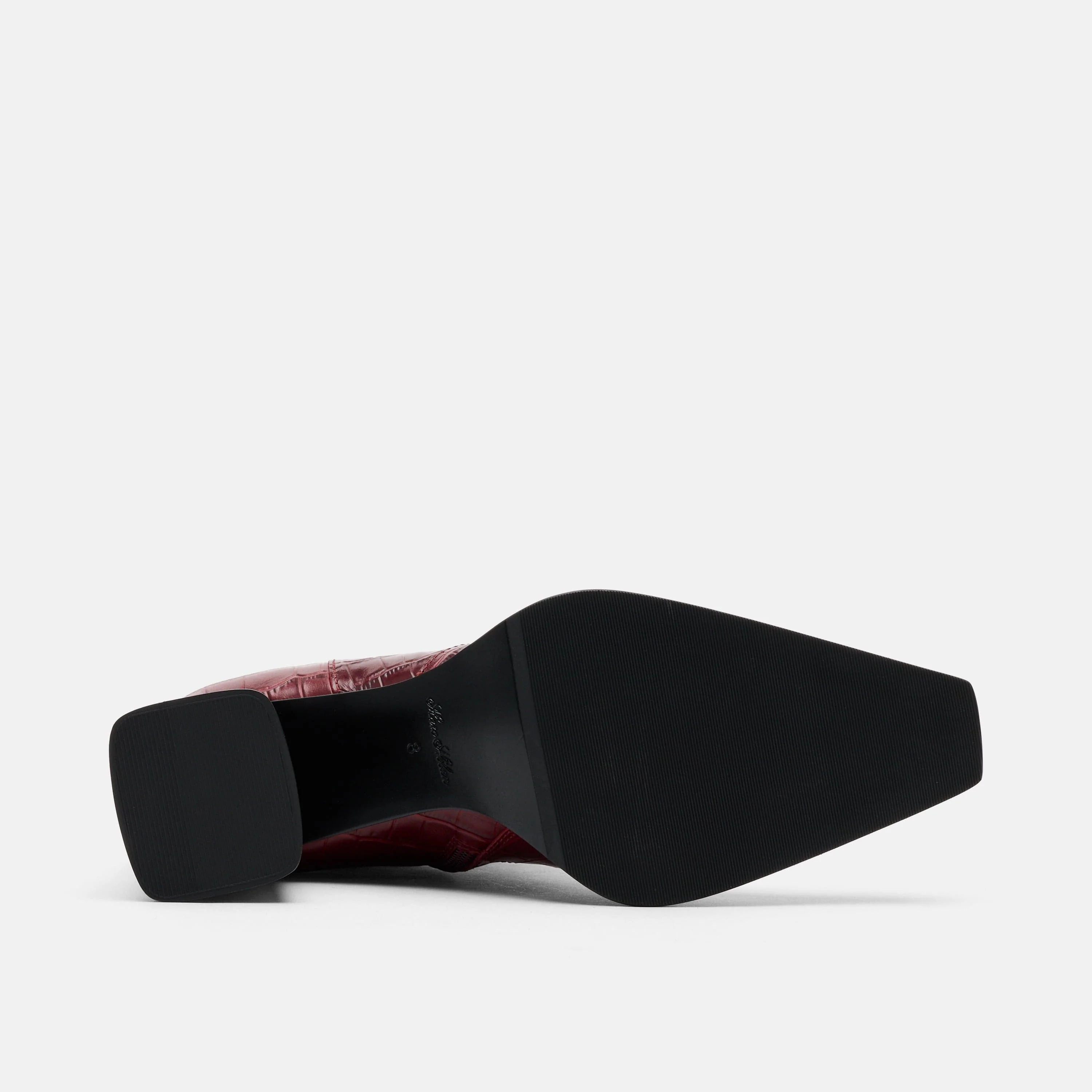 Harper Burgundy Croc Leather Square Toe Chelsea Boots - Image 7