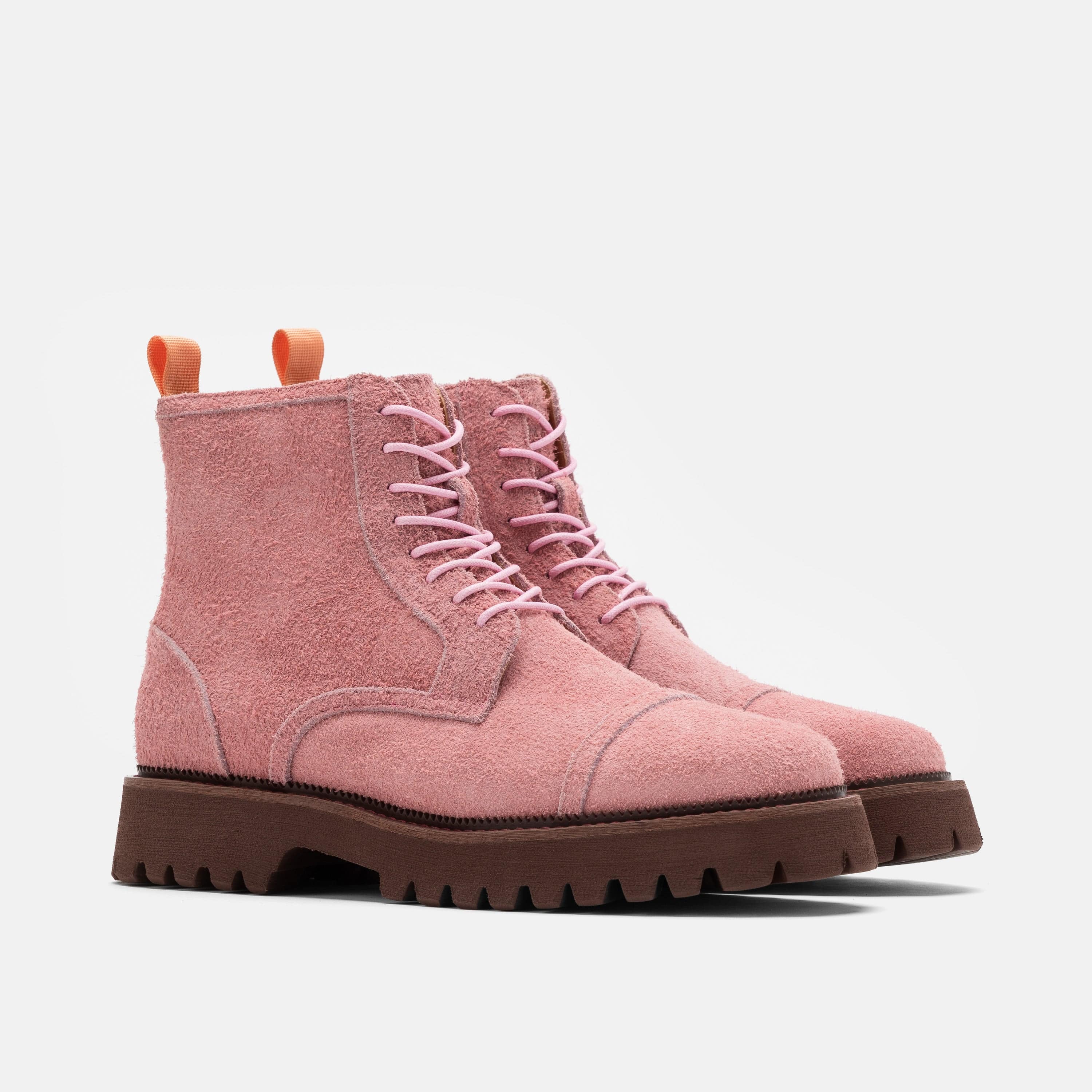 Hudson Pink Suede Lug Cap Toe Boots - Image 2