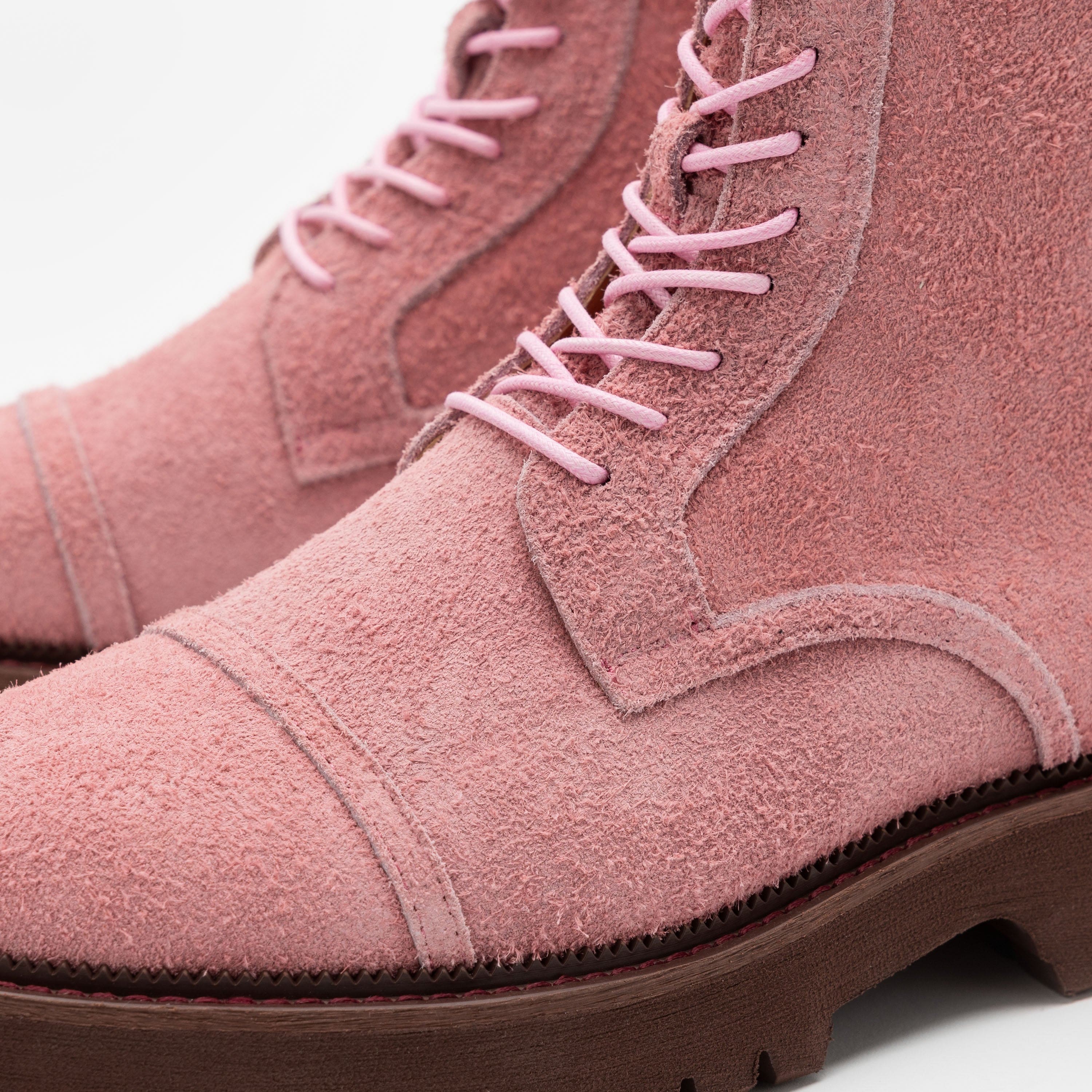 Hudson Pink Suede Lug Cap Toe Boots - Image 3
