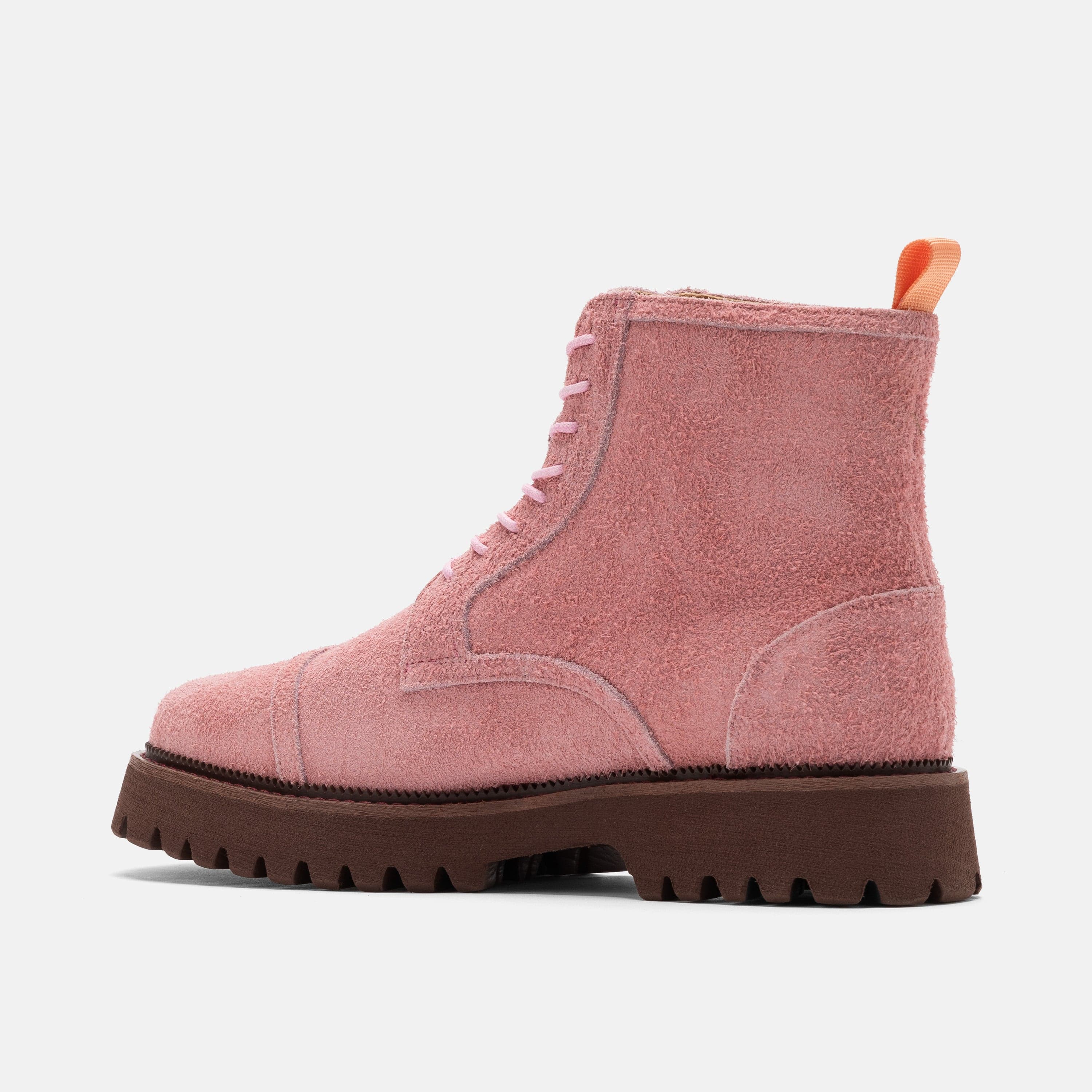 Hudson Pink Suede Lug Cap Toe Boots - Image 4