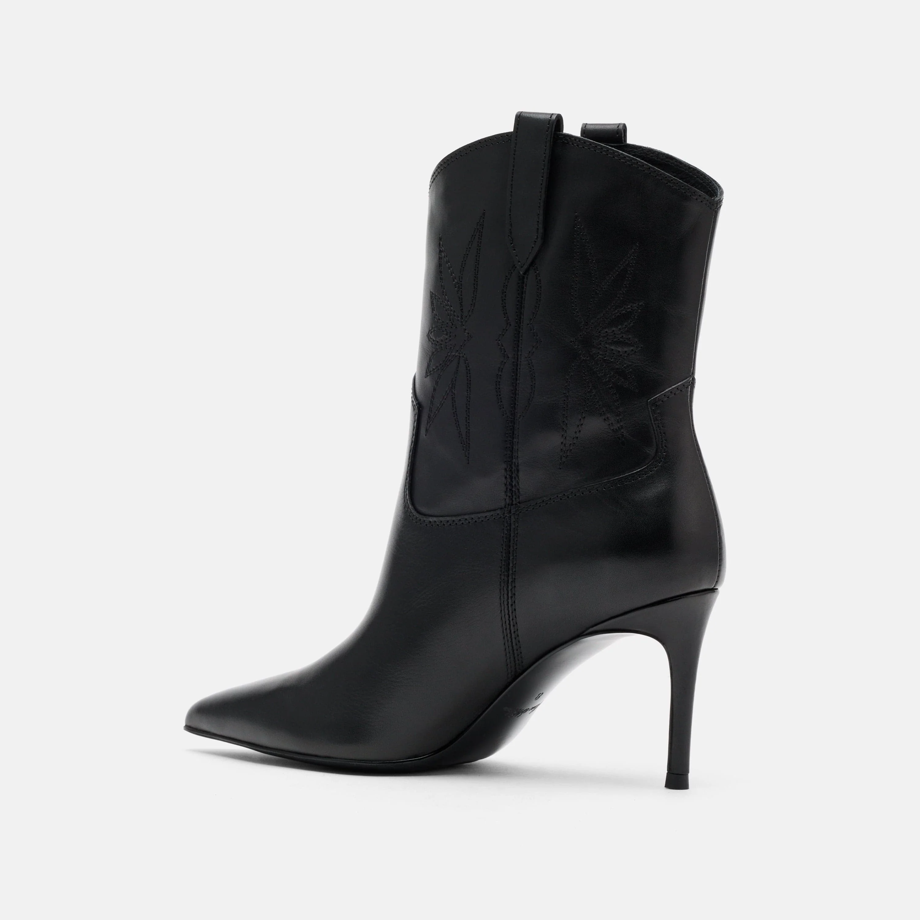 Jolene Black Leather Stiletto Ankle Boots - Image 4