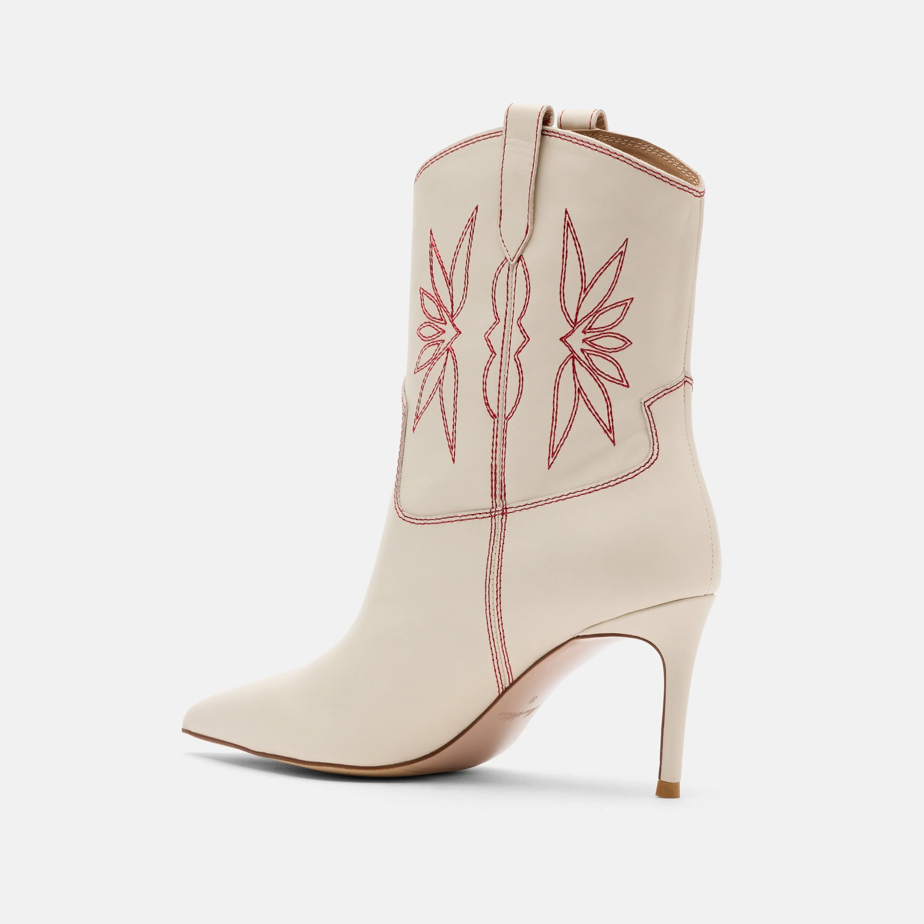 Jolene Cream Leather Stiletto Ankle Boots - Image 5