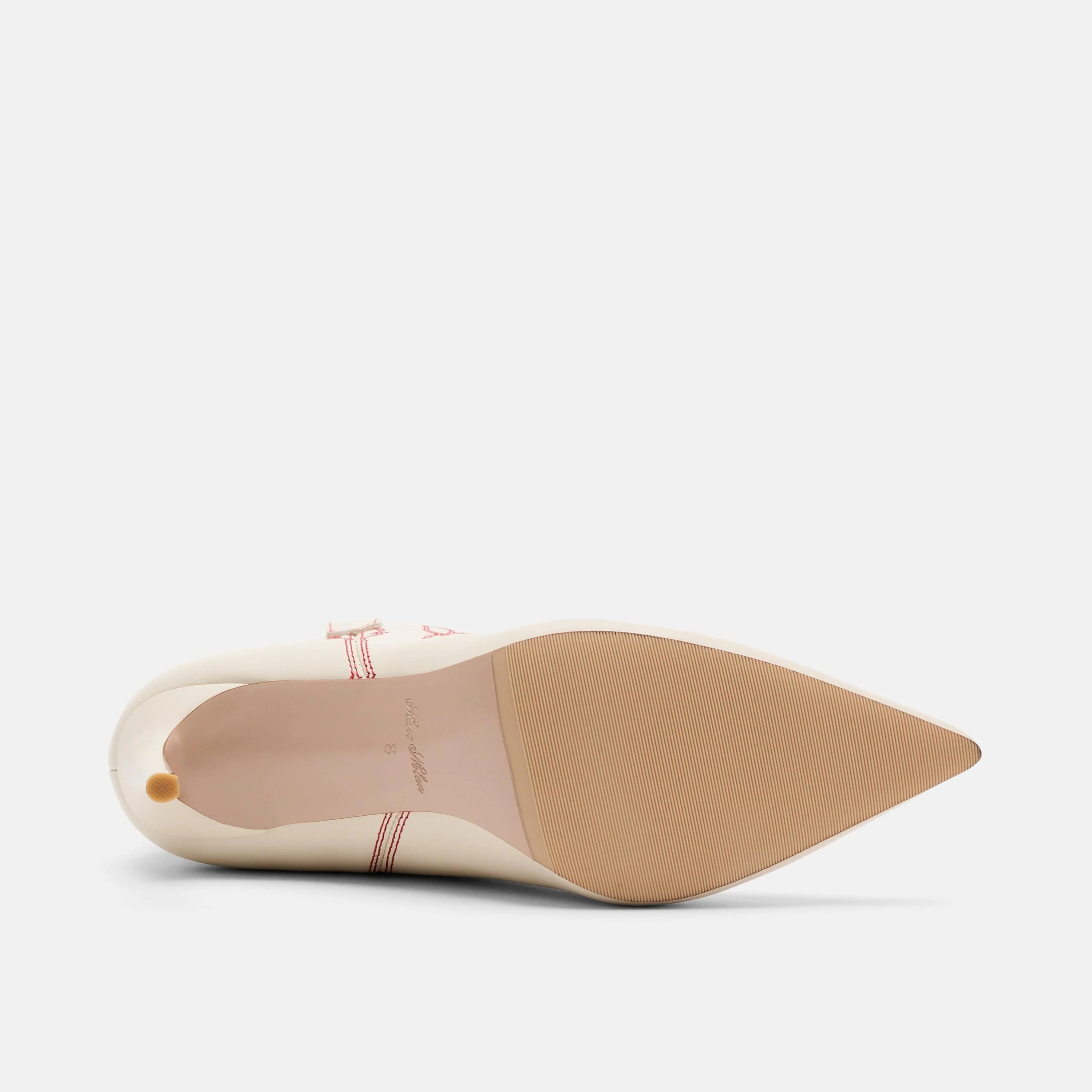 Jolene Cream Leather Stiletto Ankle Boots - Image 7