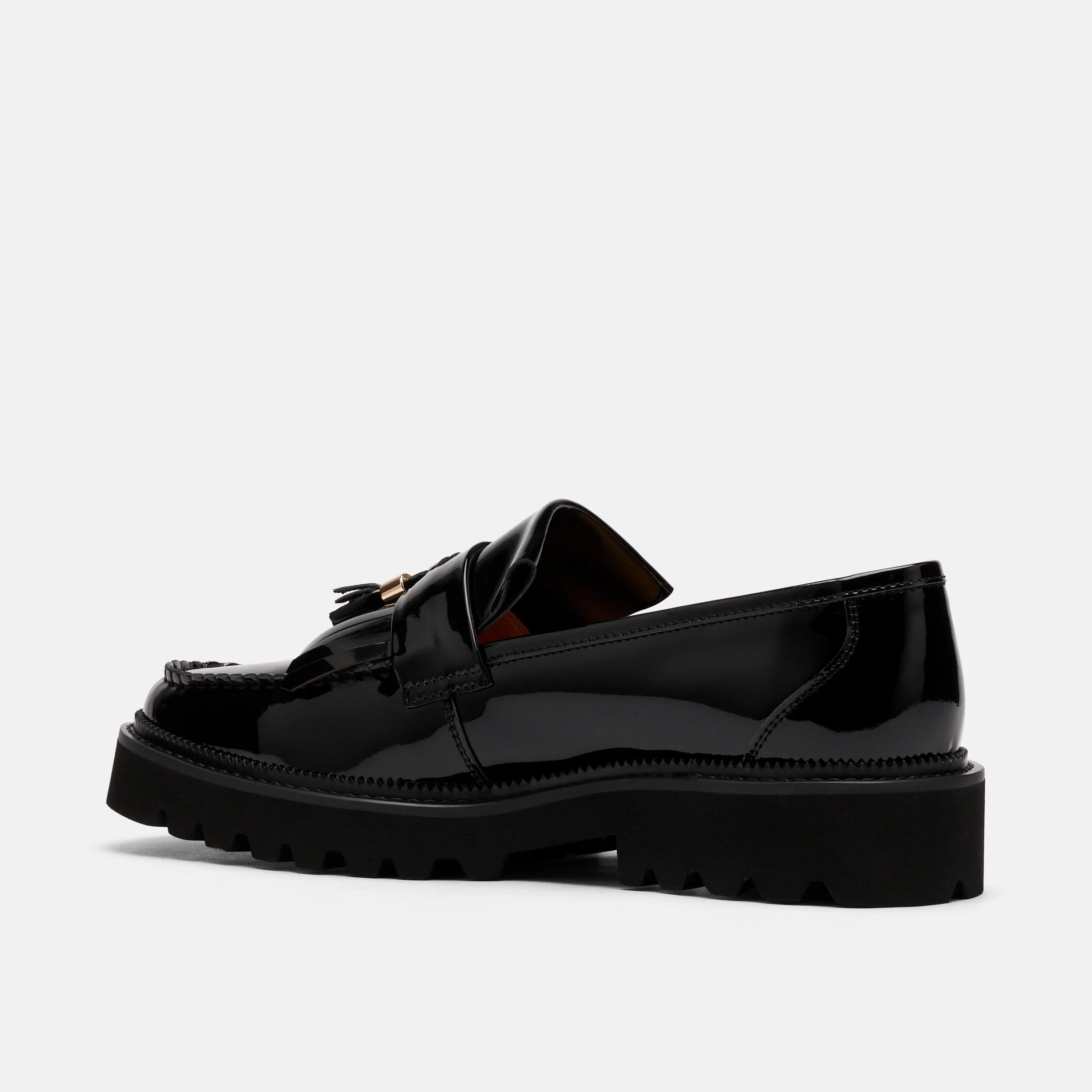 Journey Black Patent Leather Lug Tassel Loafer - Image 4