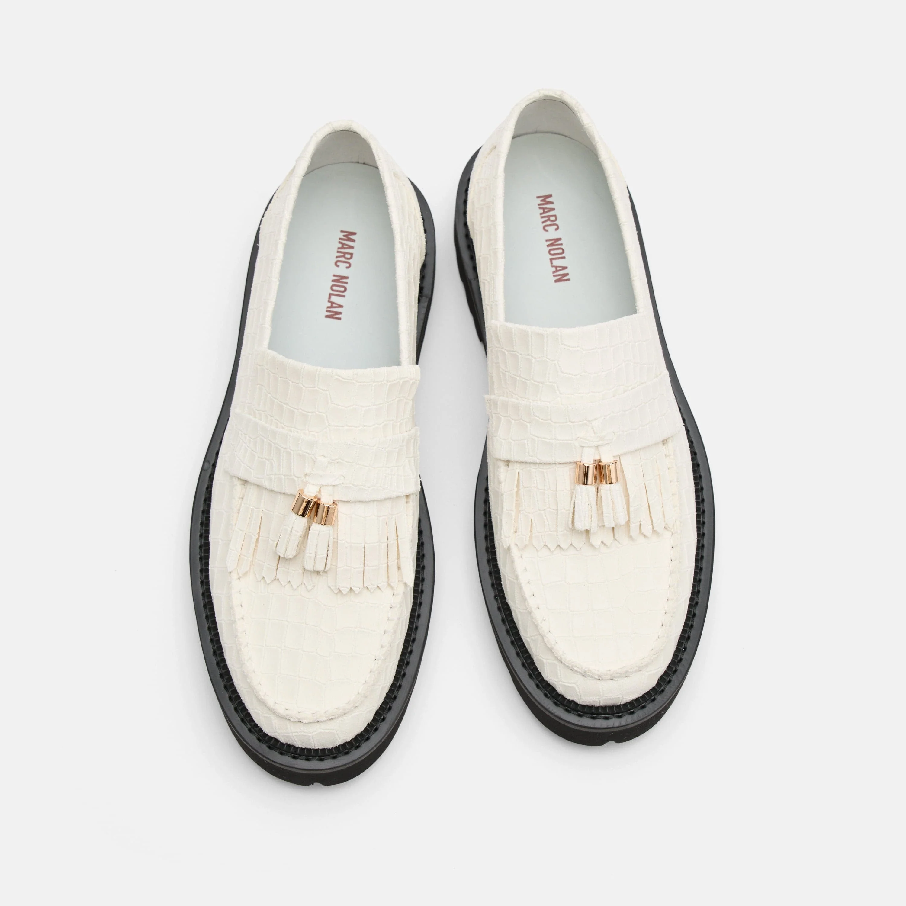 Journey White Croc Suede Lug Tassel Loafer - Image 5