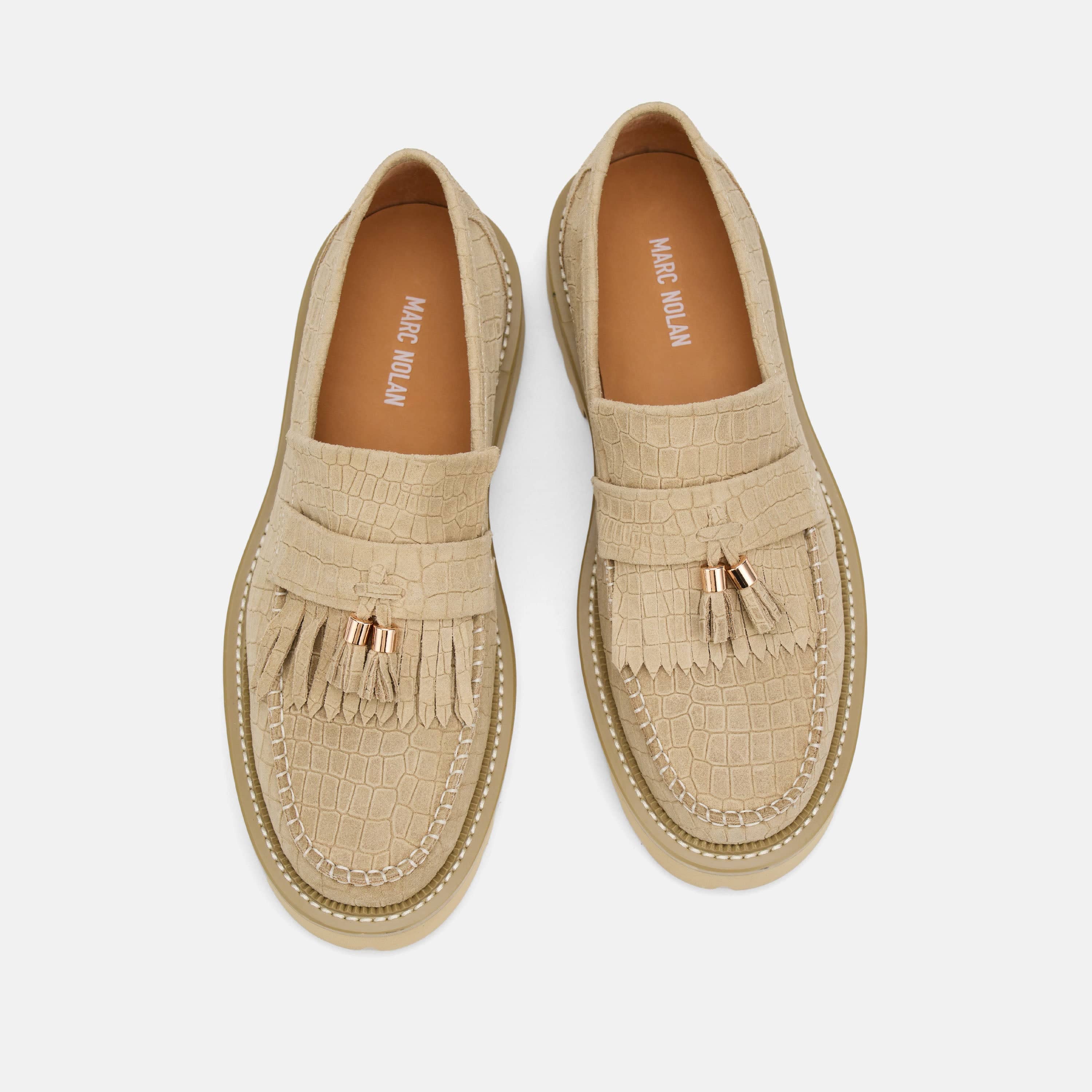 Journey Tan Croc Suede Lug Tassel Loafer - Image 5