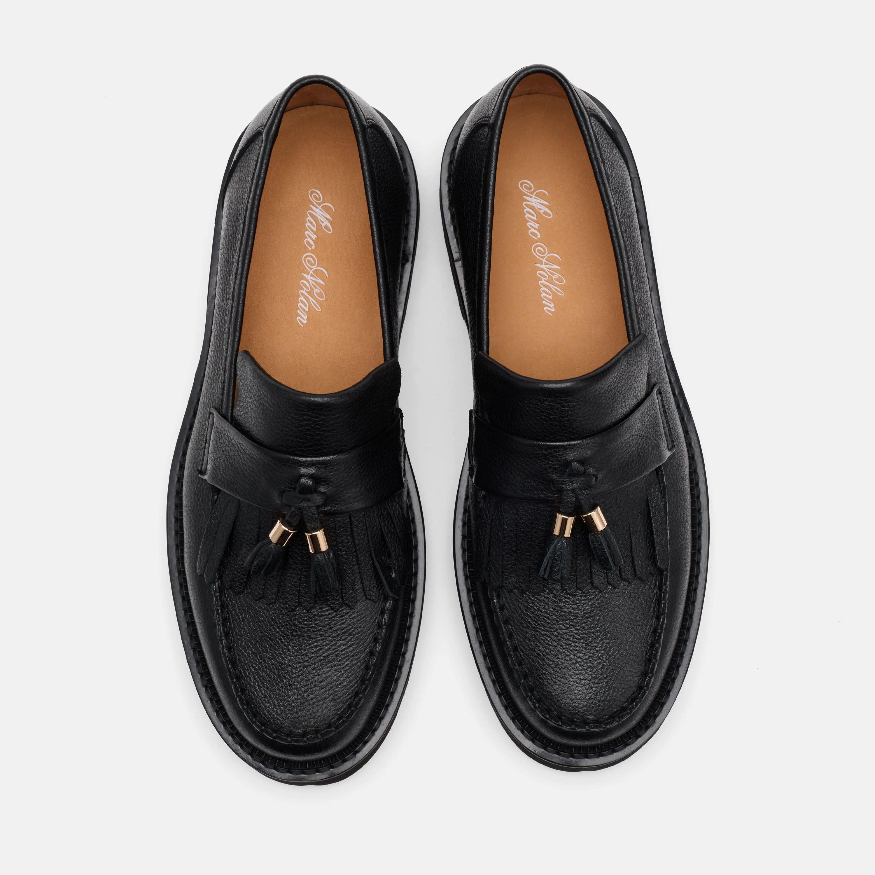 Journey Black Pebble Leather Lug Tassel Loafer - Image 5