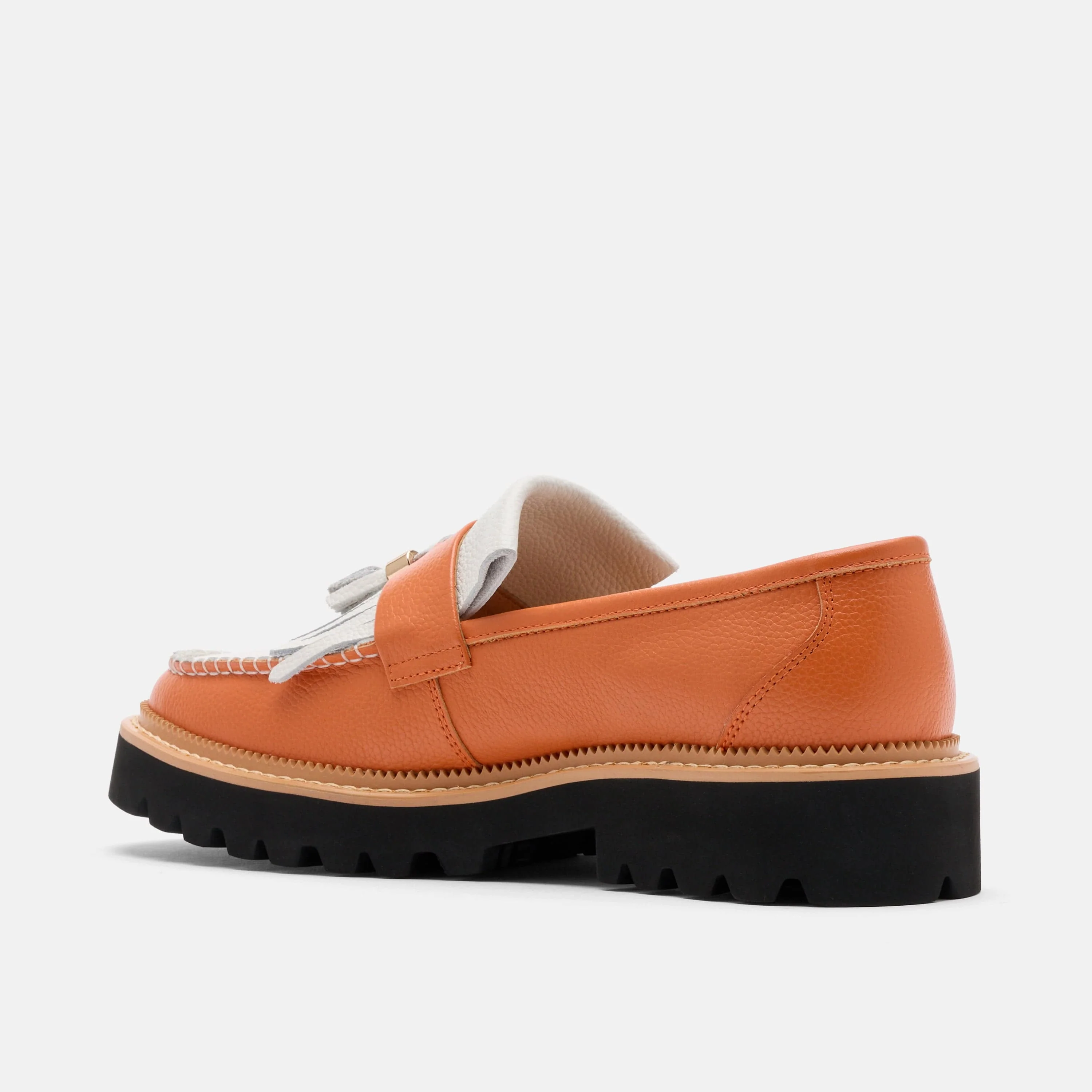 Journey Orange/White Leather Lug Tassel Loafer - Image 5