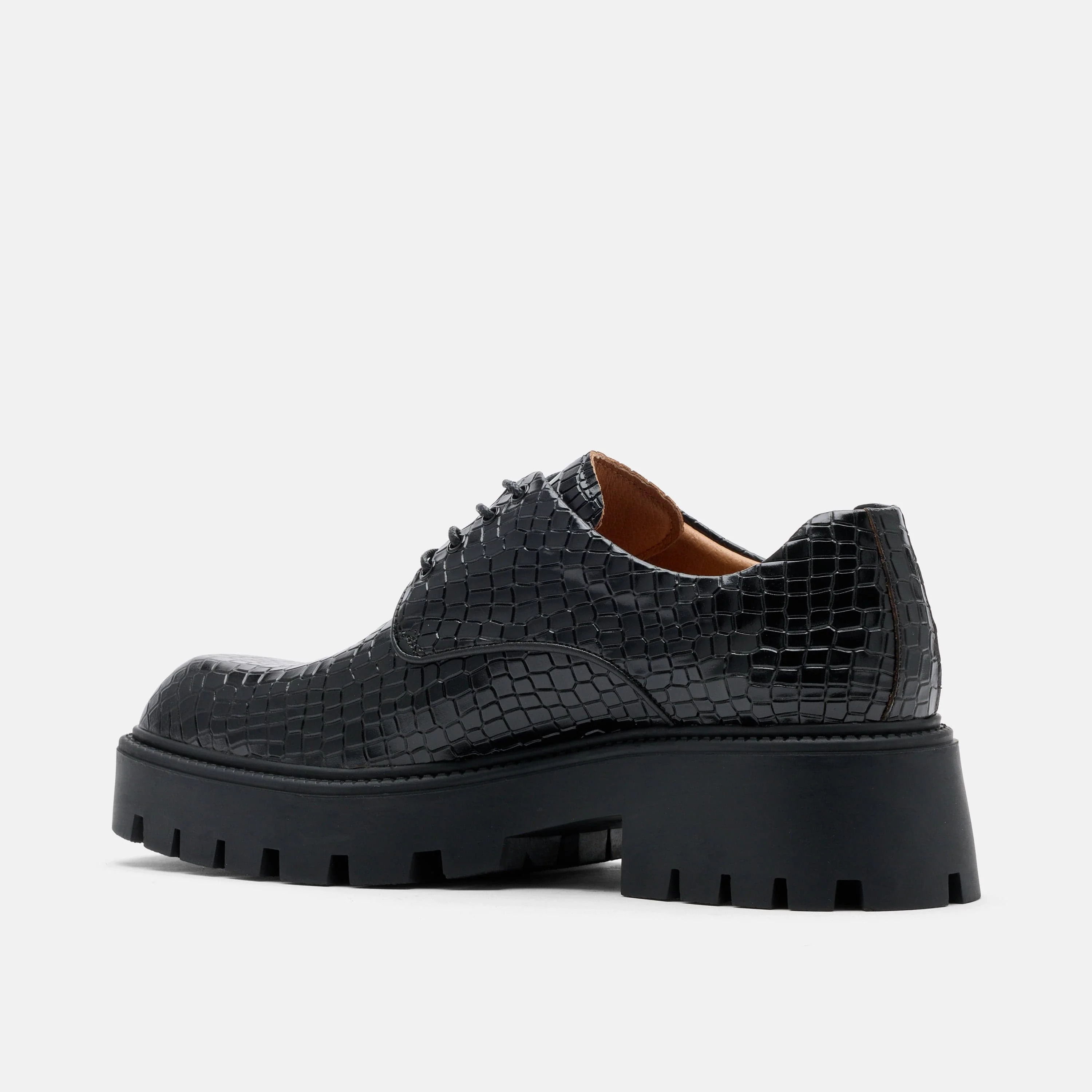 Kryos Black Croc Leather Lug Derbys - Image 5