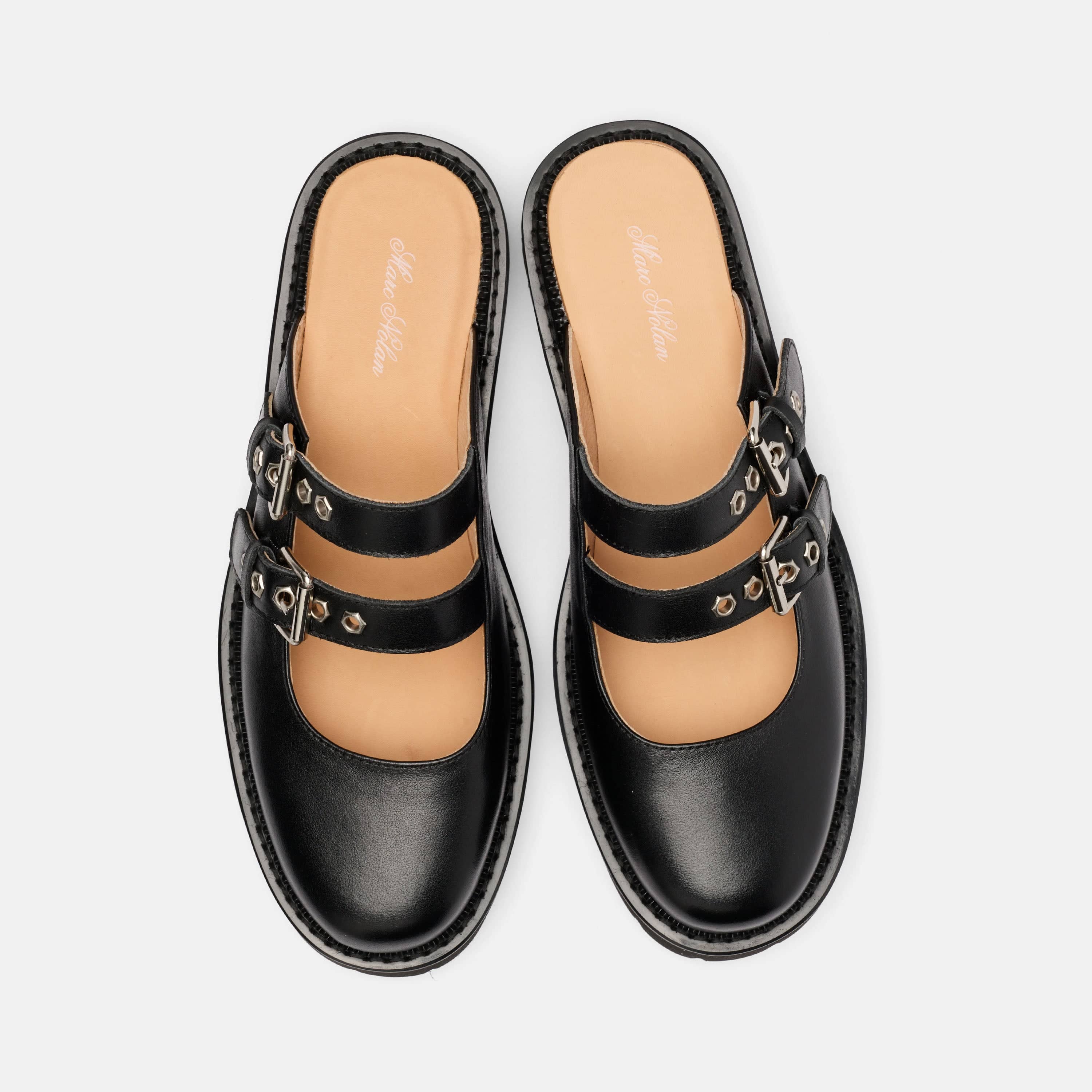 Lexi Black Leather Double Buckle Mule - Image 5