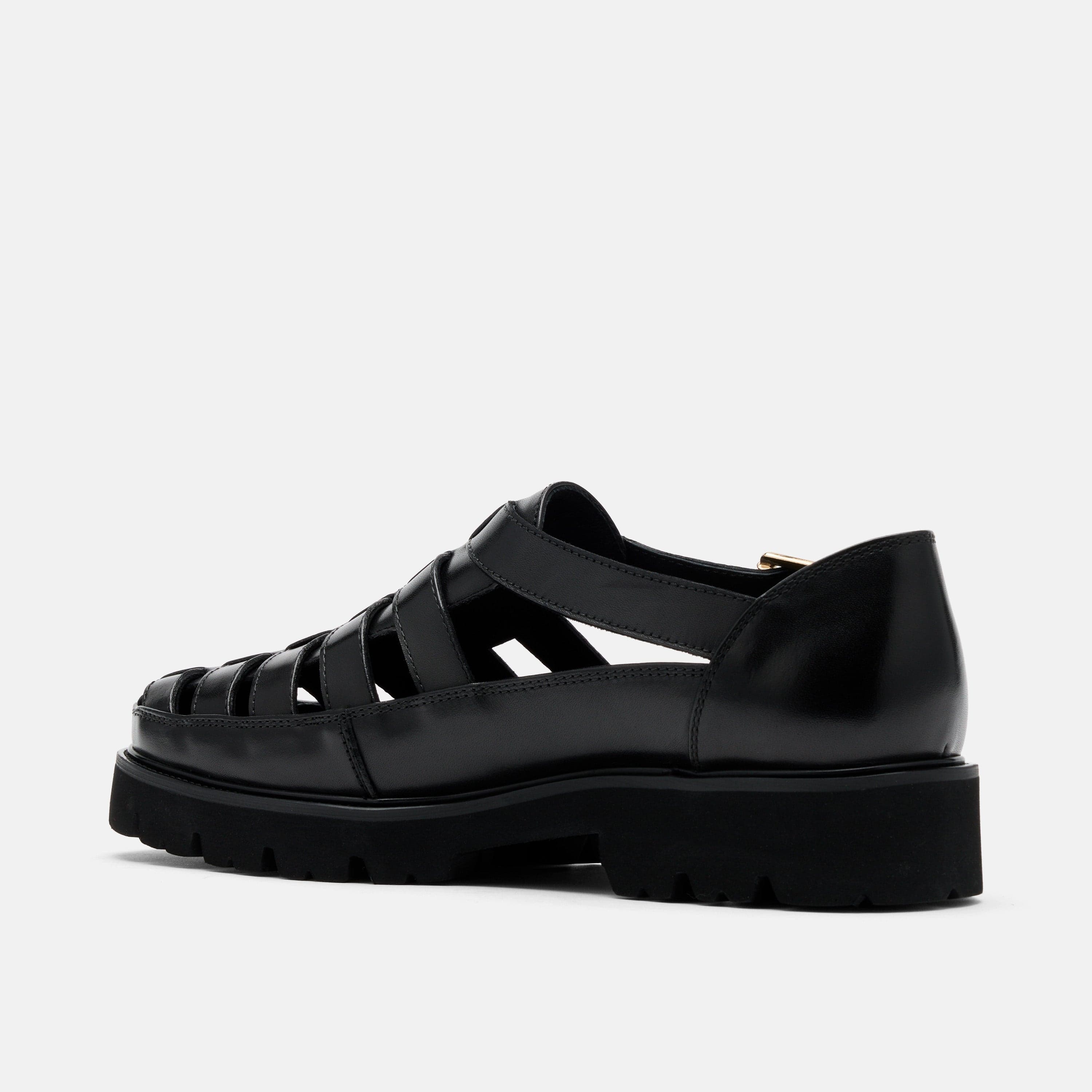 Magellan Black Leather Lug Fisherman Sandals - Image 4