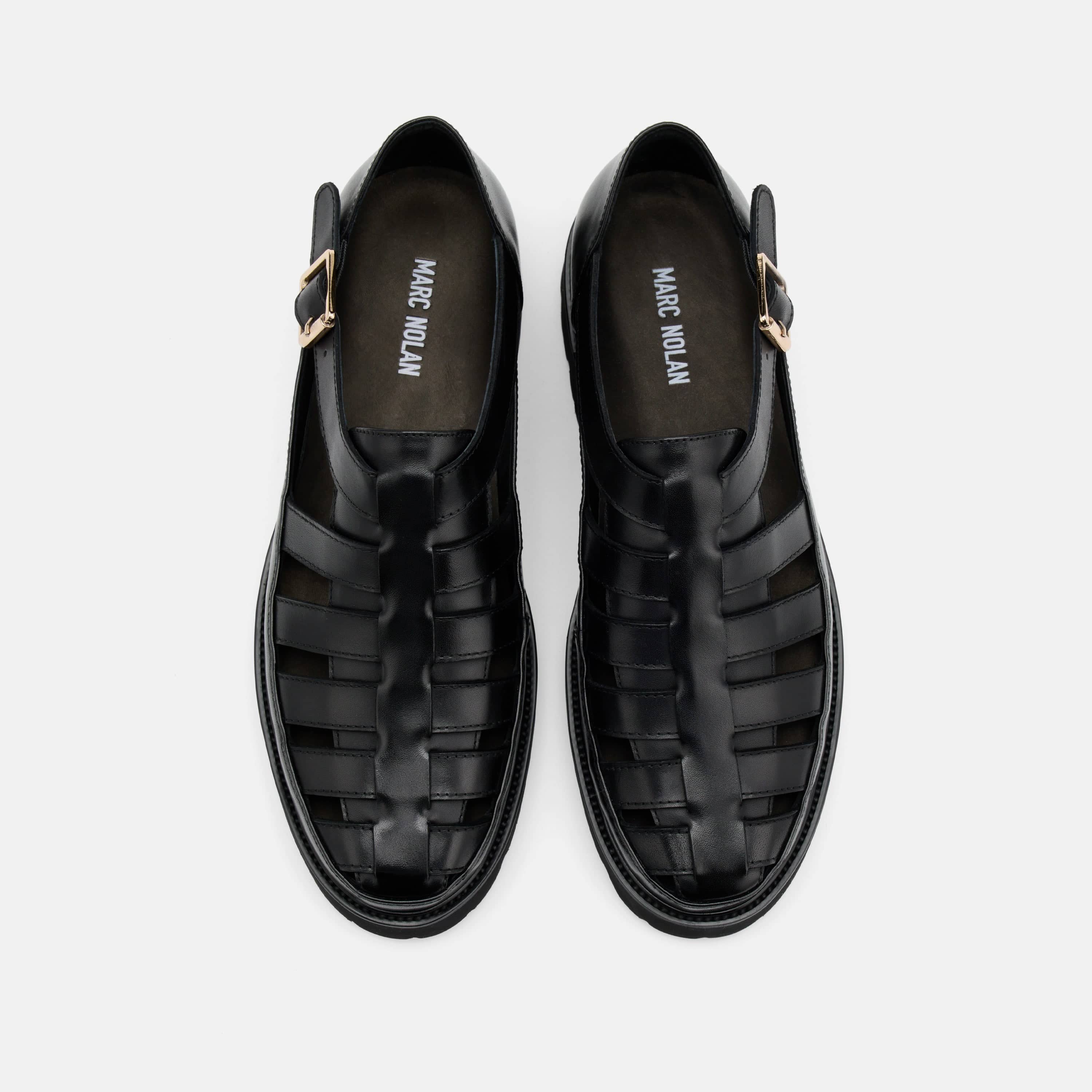 Magellan Black Leather Lug Fisherman Sandals - Image 5