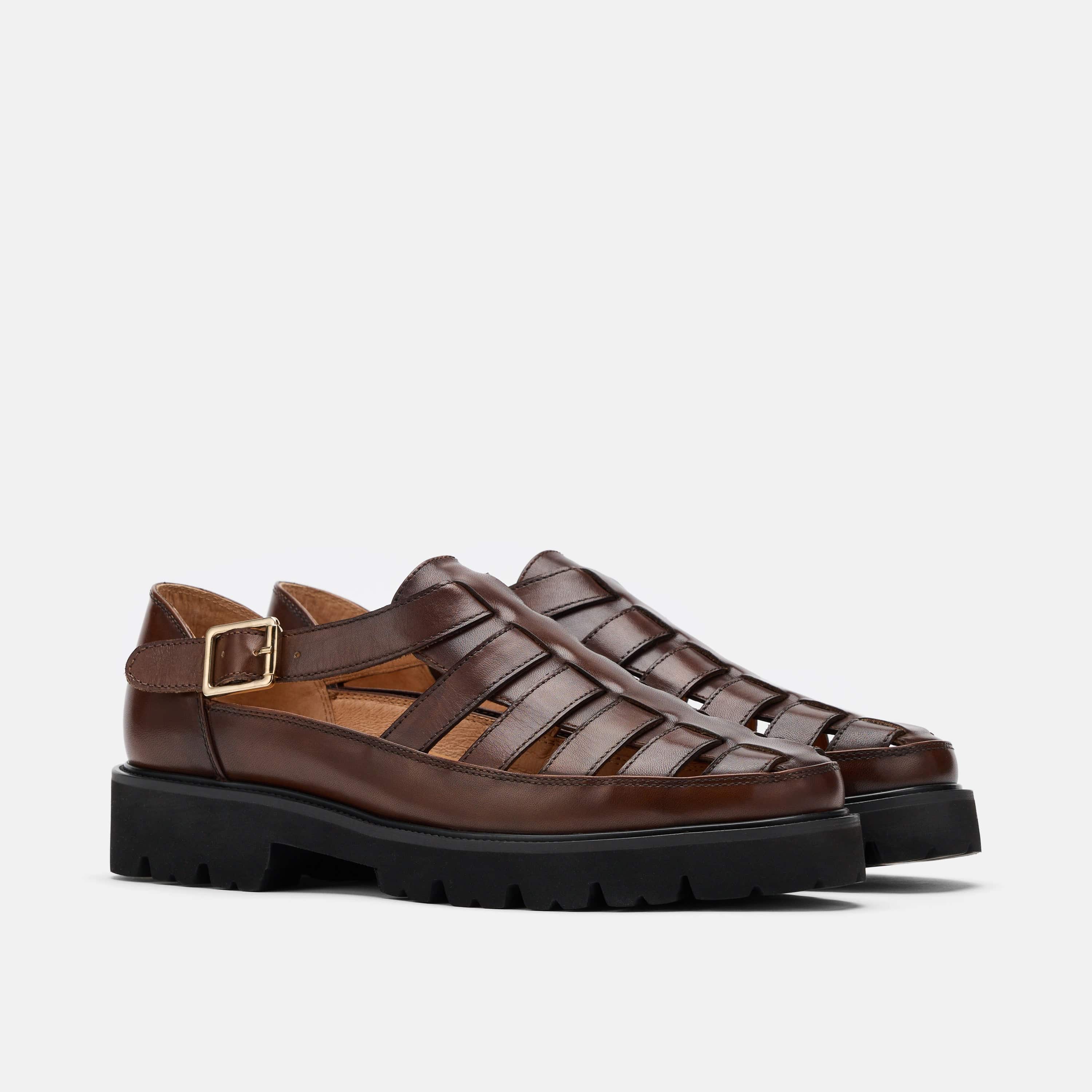 Magellan Brown Leather Lug Fisherman Sandals - Image 2