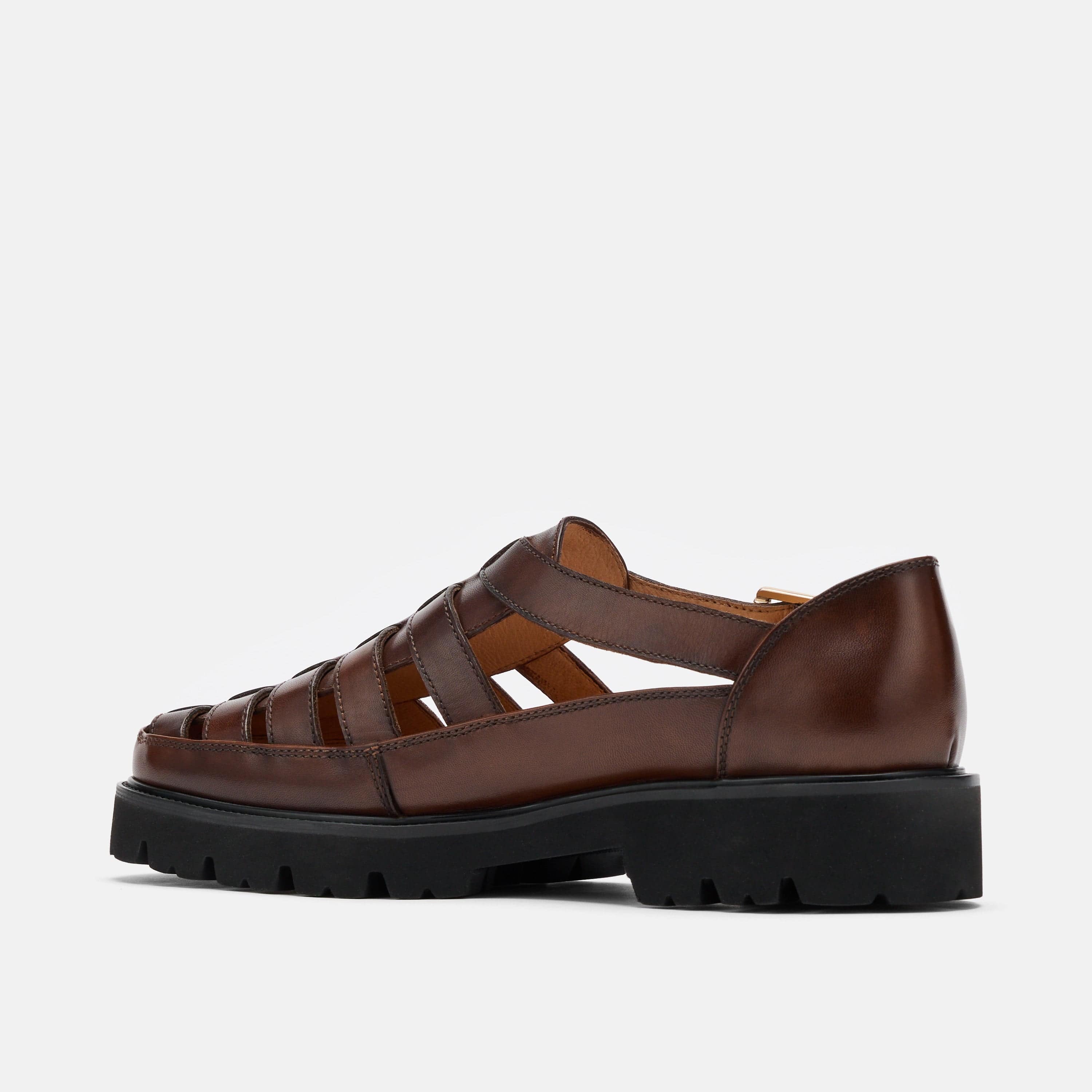 Magellan Brown Leather Lug Fisherman Sandals - Image 4