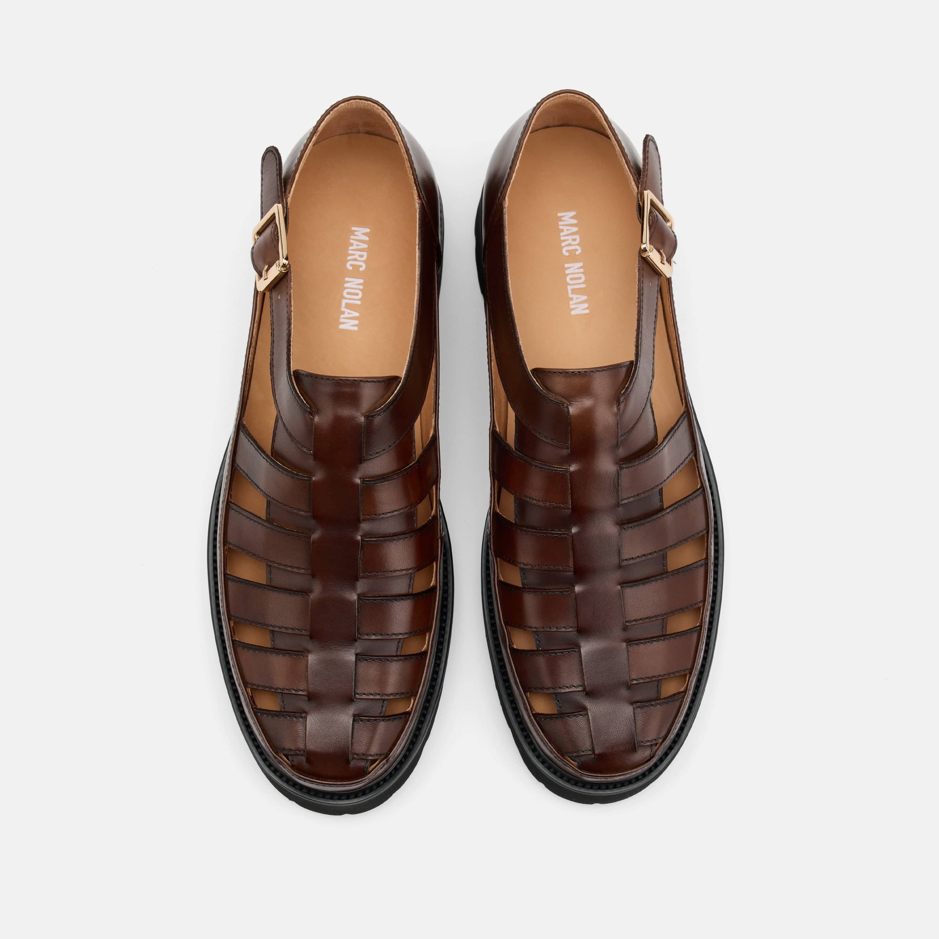 Magellan Brown Leather Lug Fisherman Sandals - Image 5