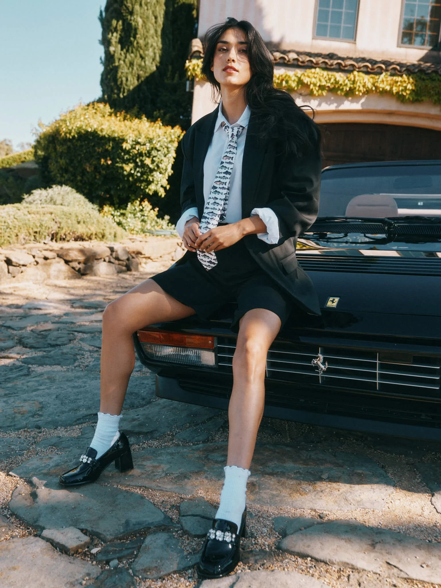Margot Black Patent Leather Penny Loafer Block Pumps - Image 4