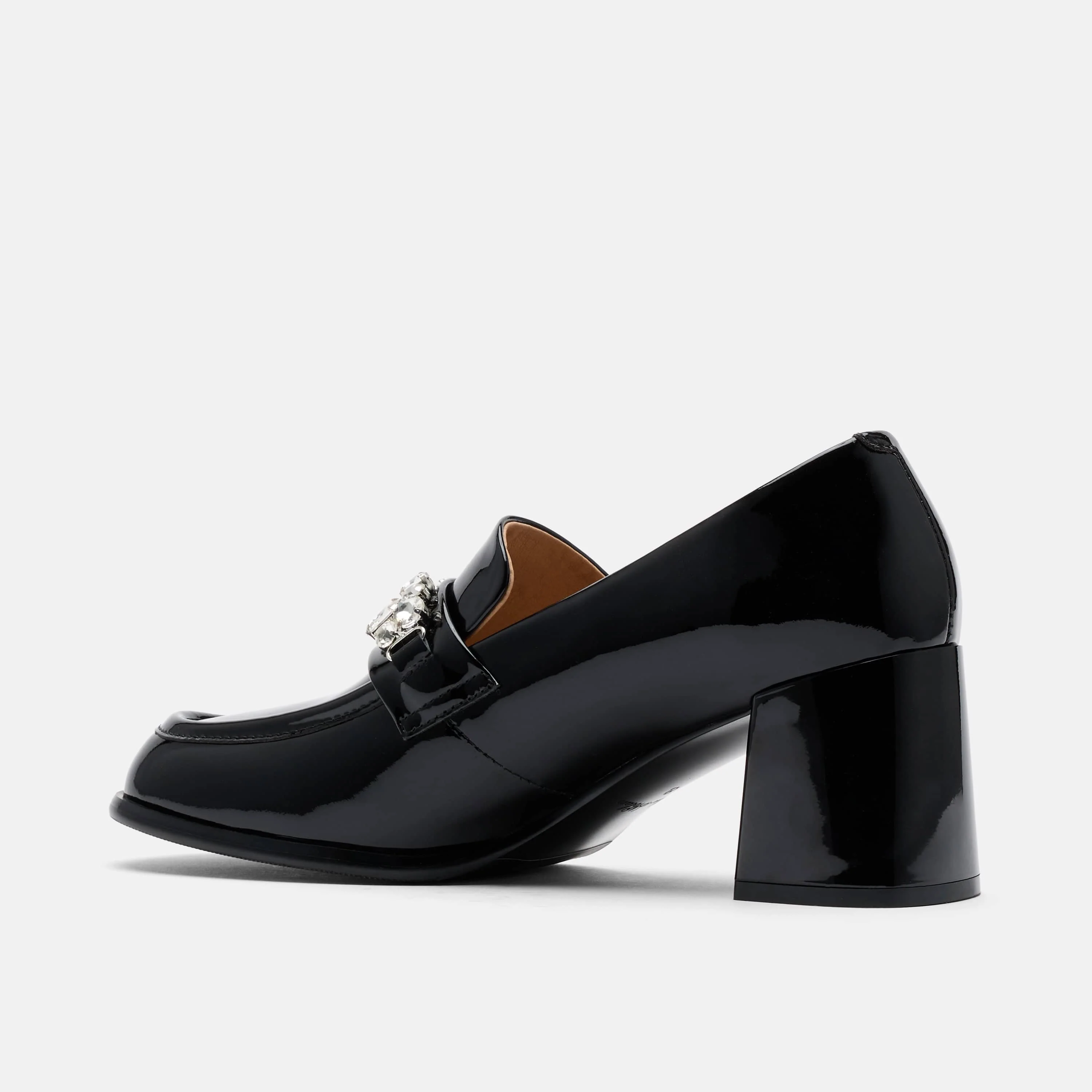 Margot Black Patent Leather Penny Loafer Block Pumps - Image 5