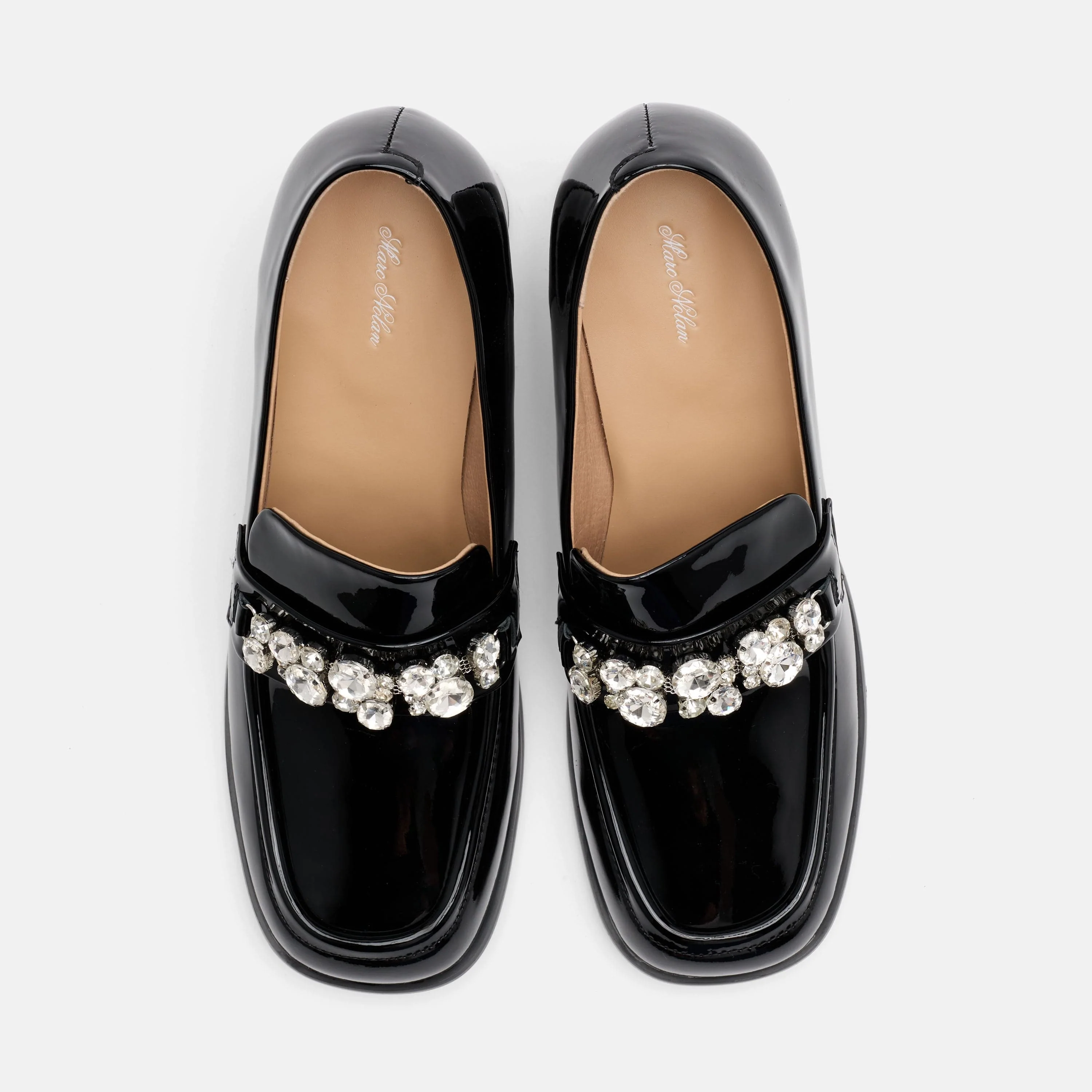 Margot Black Patent Leather Penny Loafer Block Pumps - Image 6