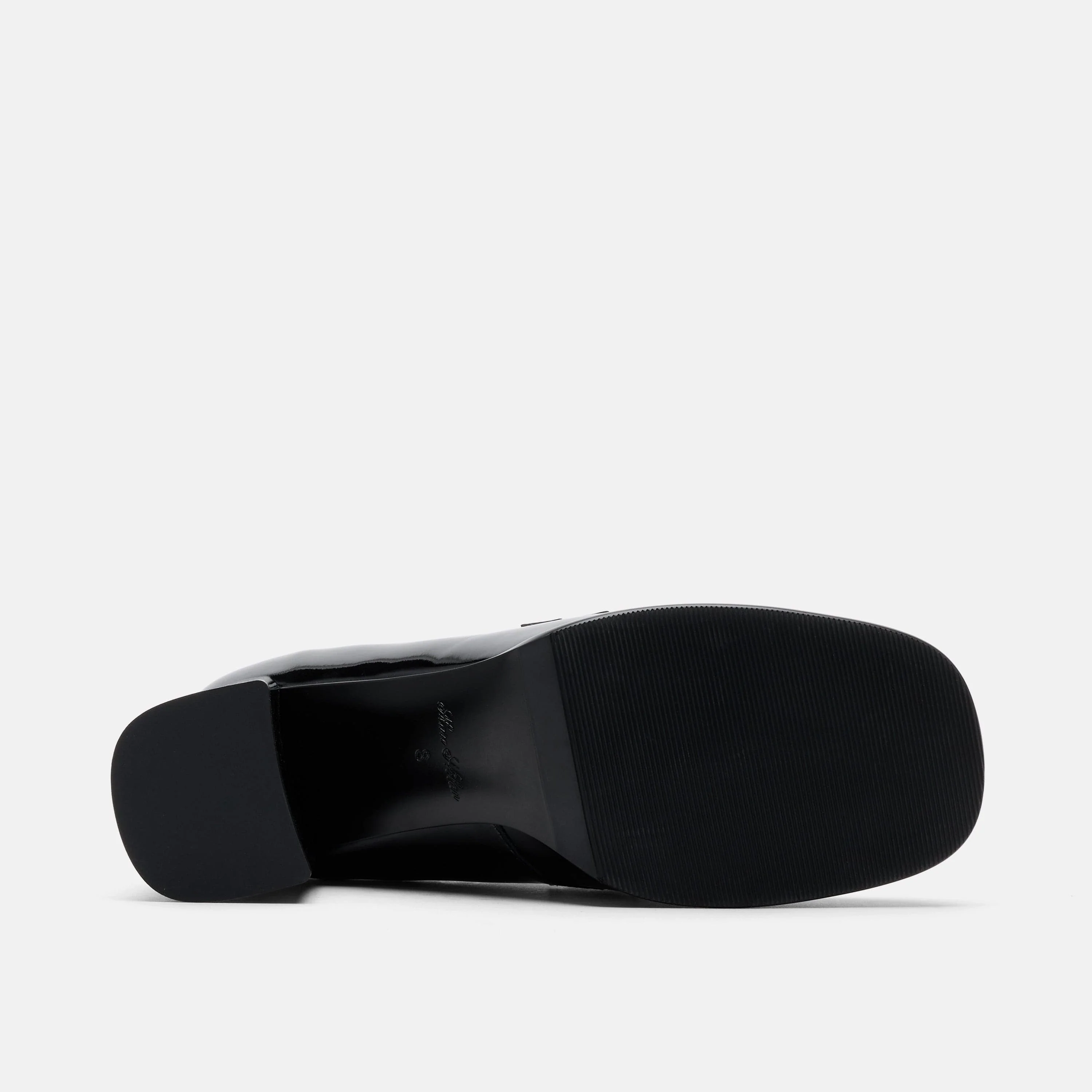 Margot Black Patent Leather Penny Loafer Block Pumps - Image 7