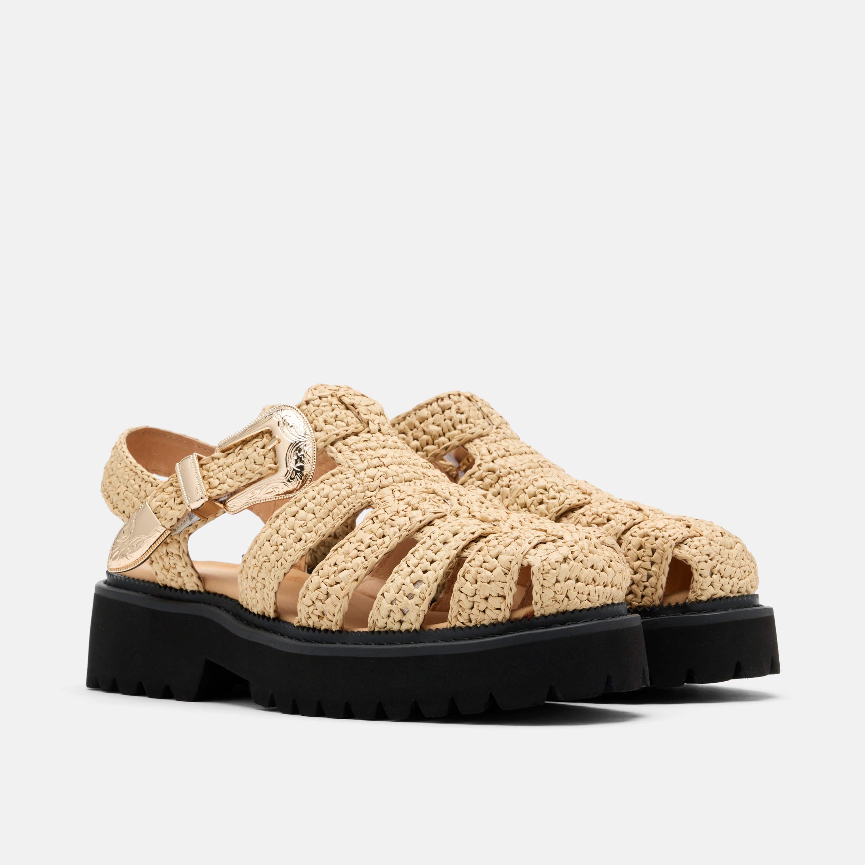 Maya Cream Crochet Lug Fisherman Sandals - Image 2