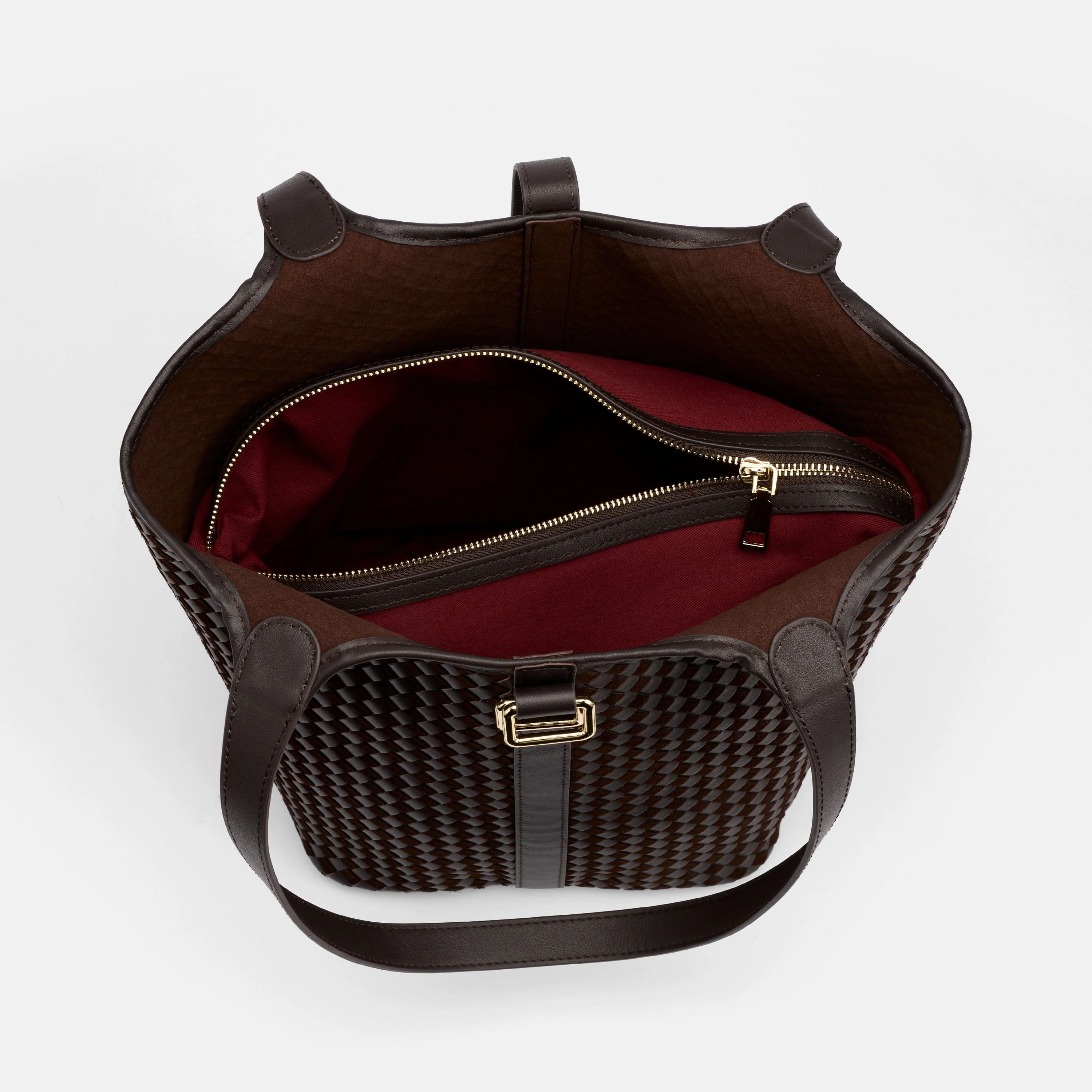 Mila Brown Woven Leather Tote Bag - Image 4