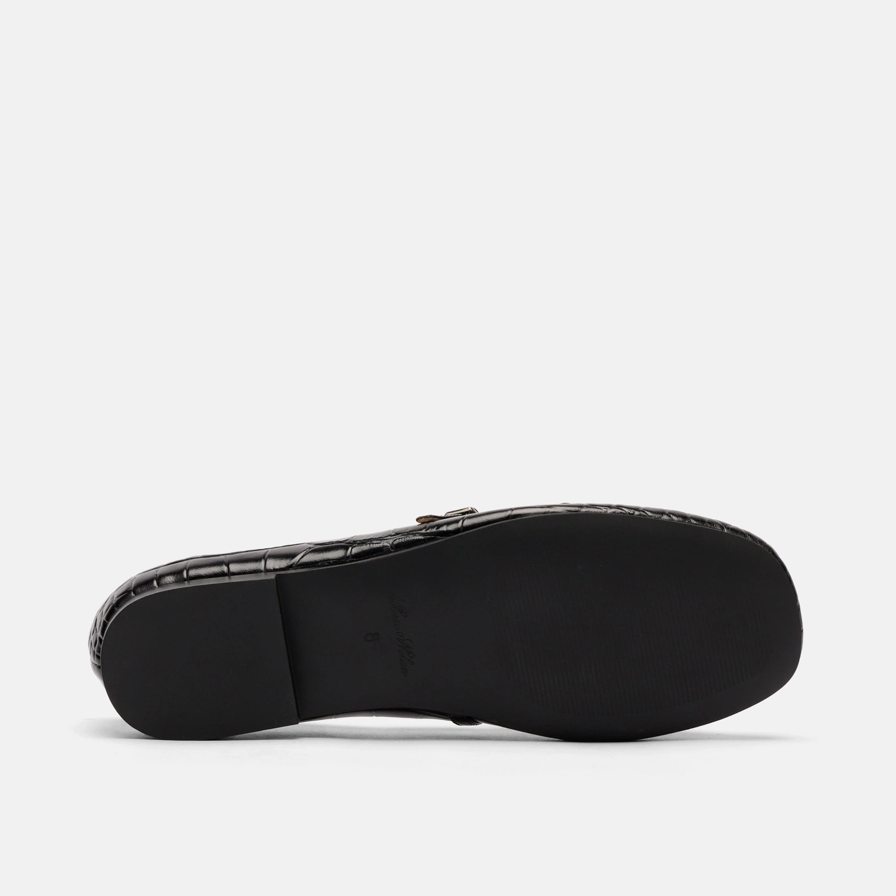 Mina Black Croc Leather Mary Jane Flats - Image 6