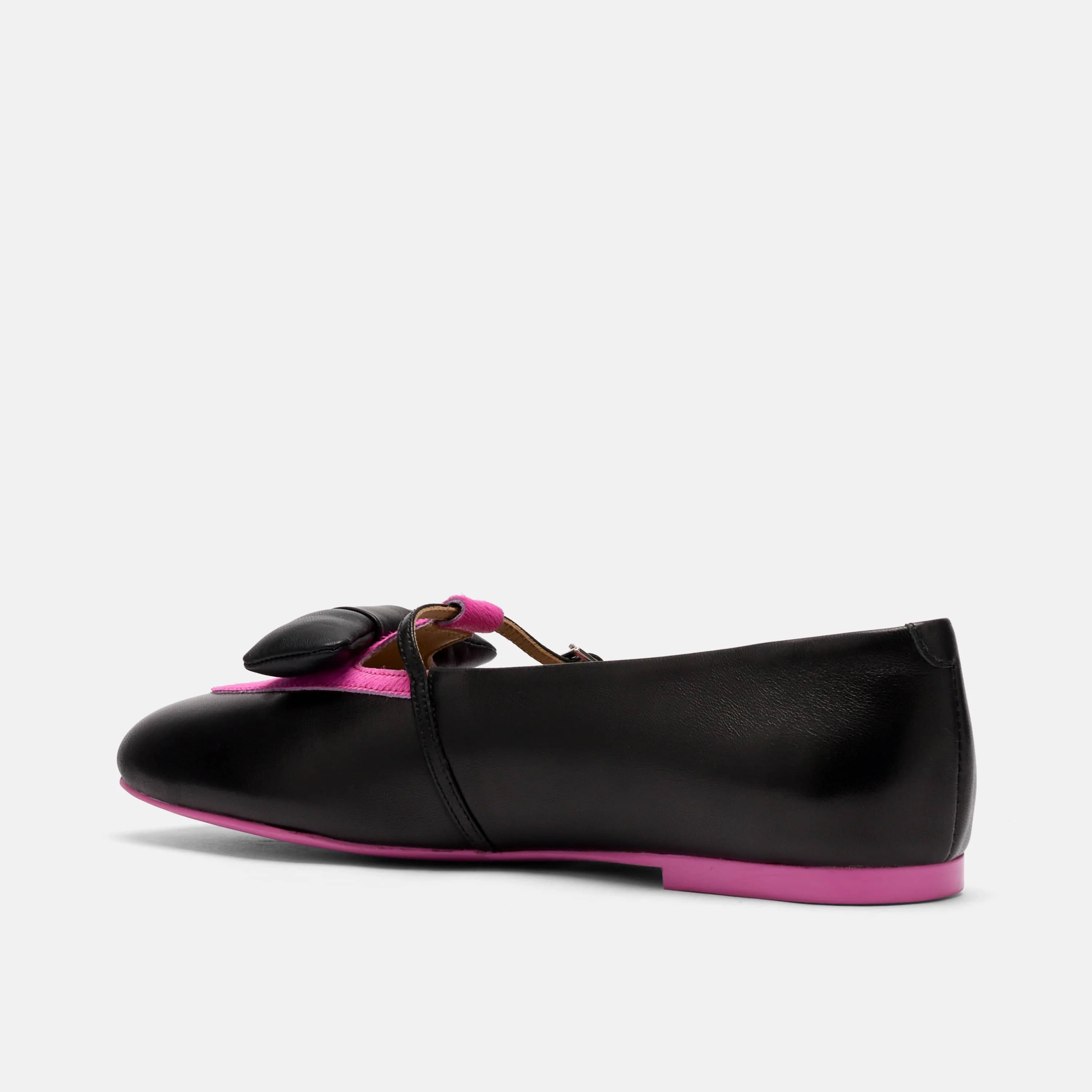 Mina Black/Magenta Leather Mary Jane Flats - Image 4