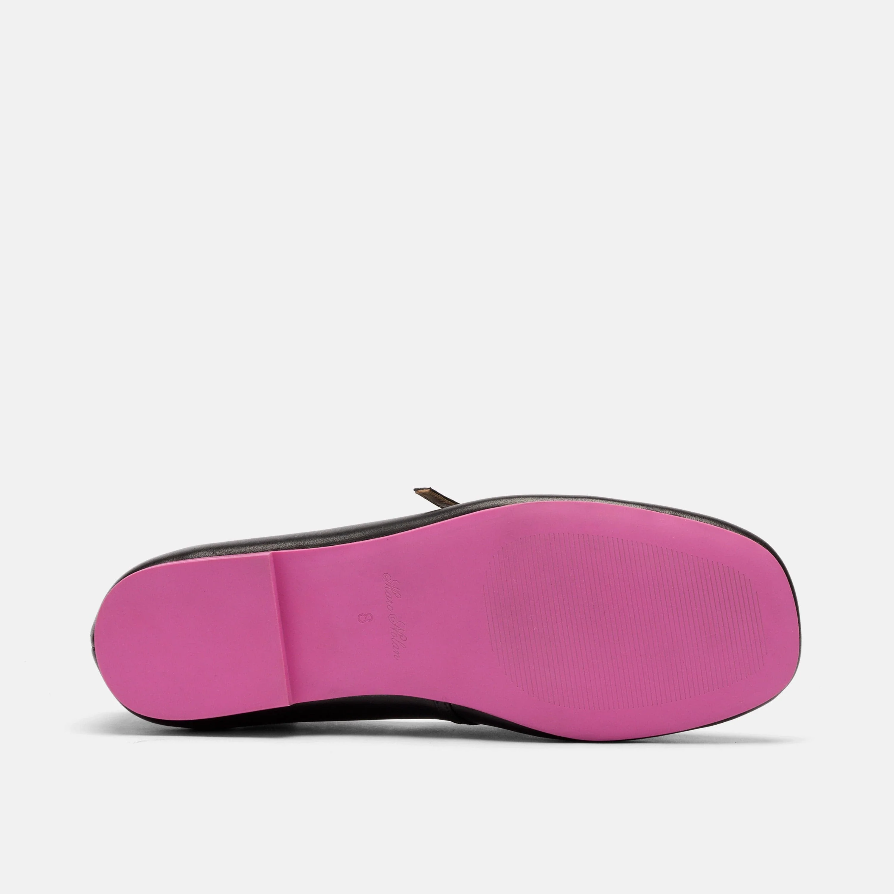 Mina Black/Magenta Leather Mary Jane Flats - Image 6