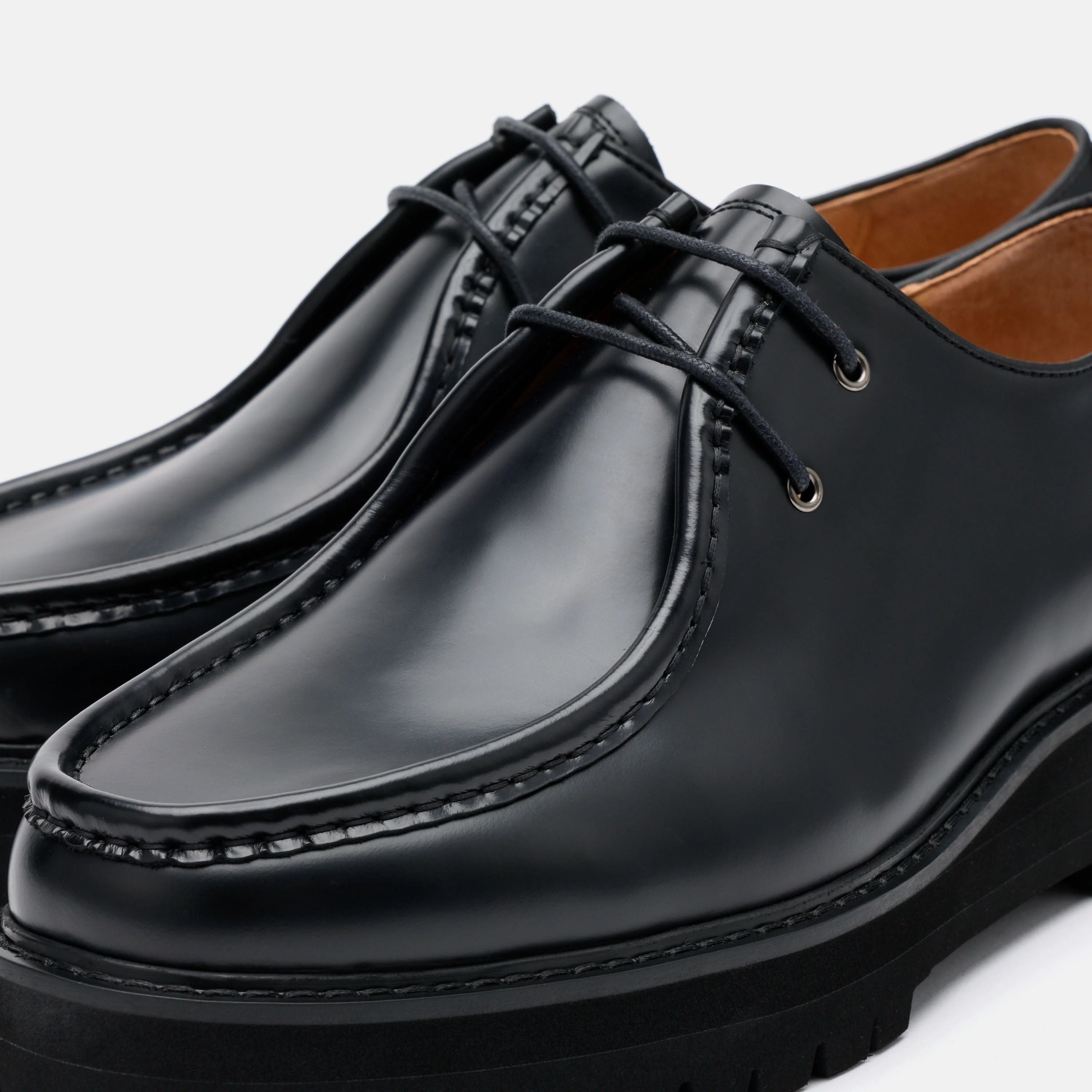 Montana Black Leather Moc Toe Derbys - Image 3