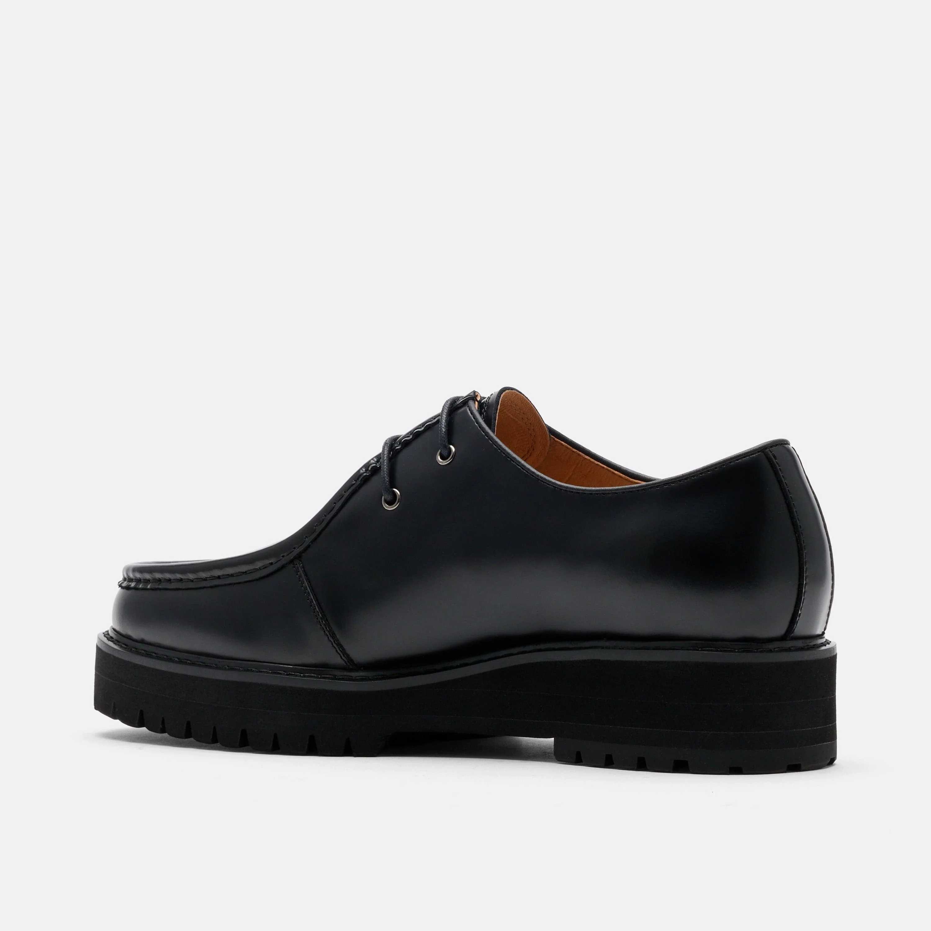 Montana Black Leather Moc Toe Derbys - Image 5