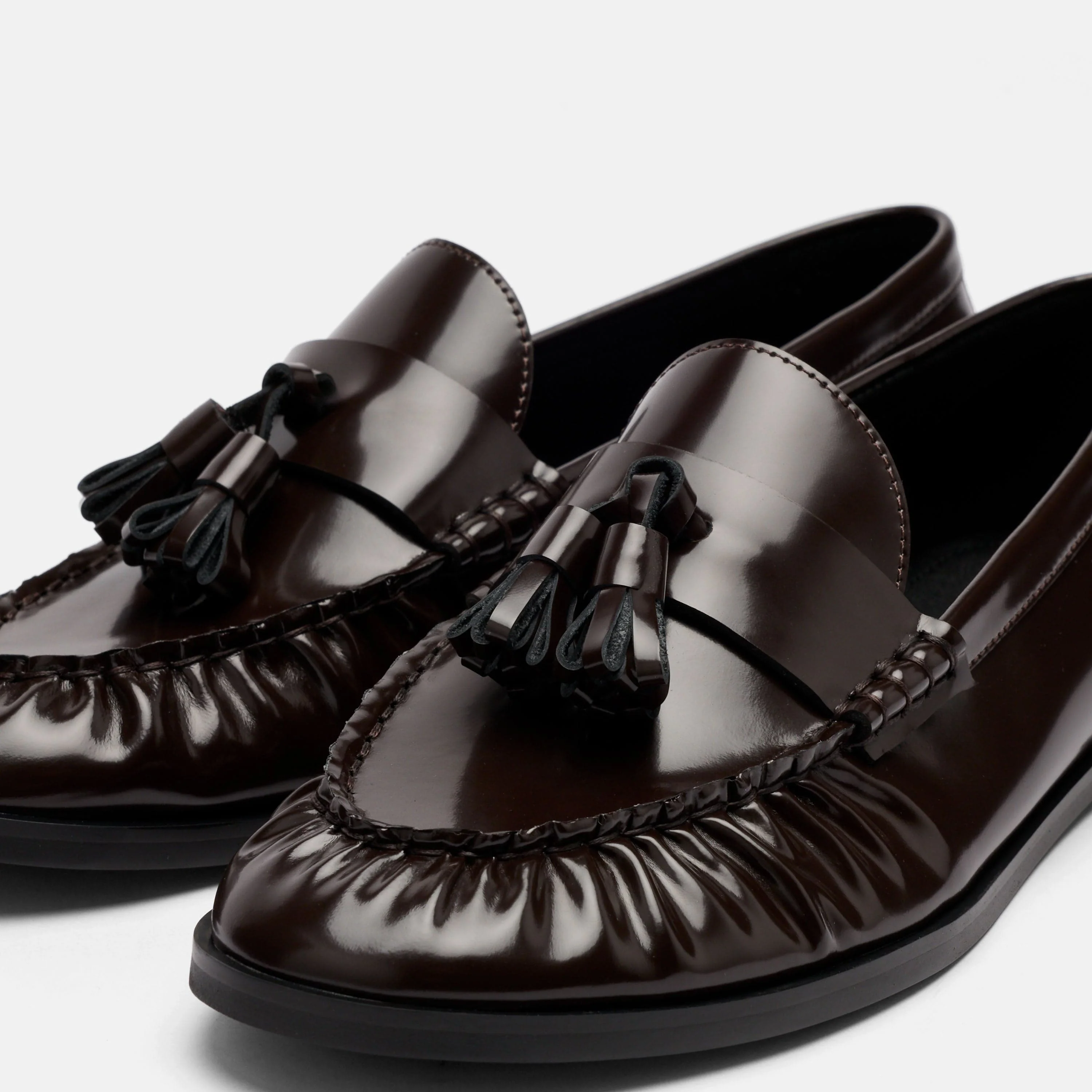 Morgan Dark Cherry Patent Leather Tassel Loafers - Image 3