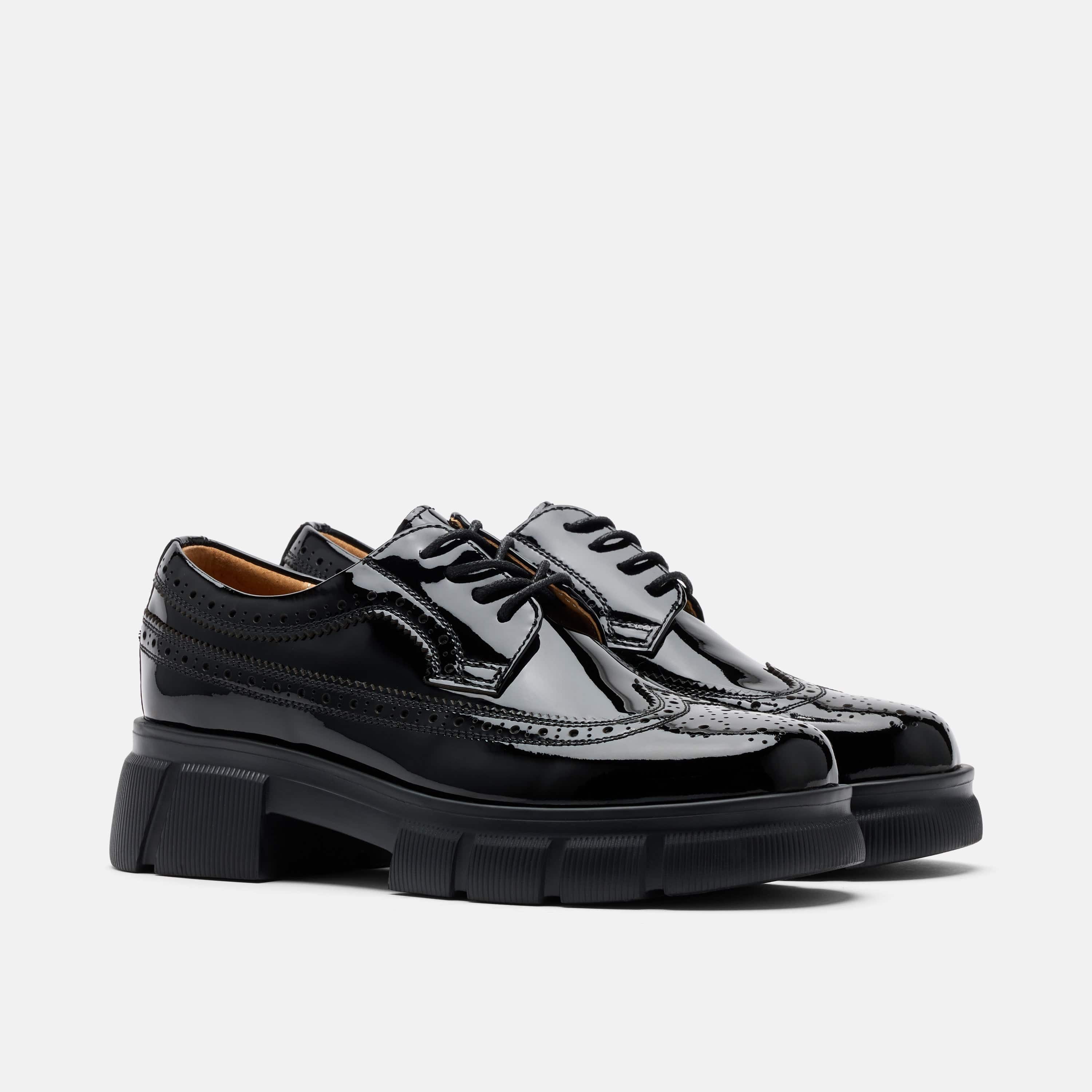 Ms. Alexander Black Patent Leather Lug Wingtip Derby - Image 2