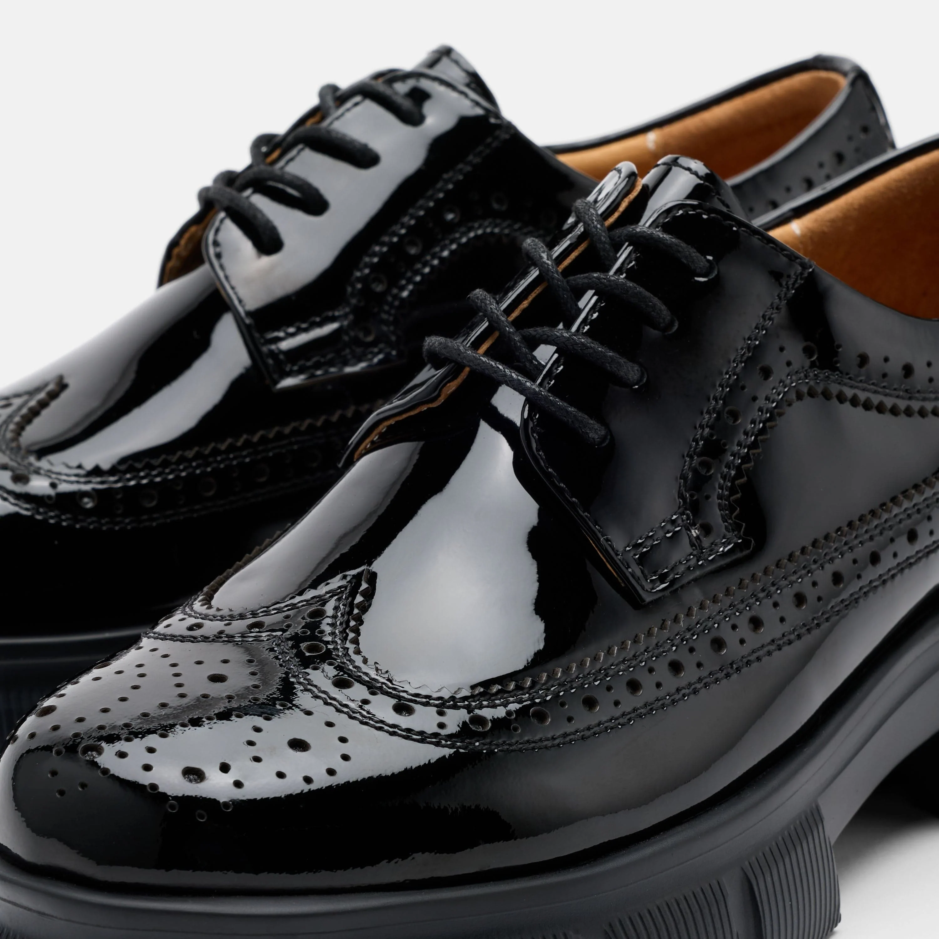 Ms. Alexander Black Patent Leather Lug Wingtip Derby - Image 3