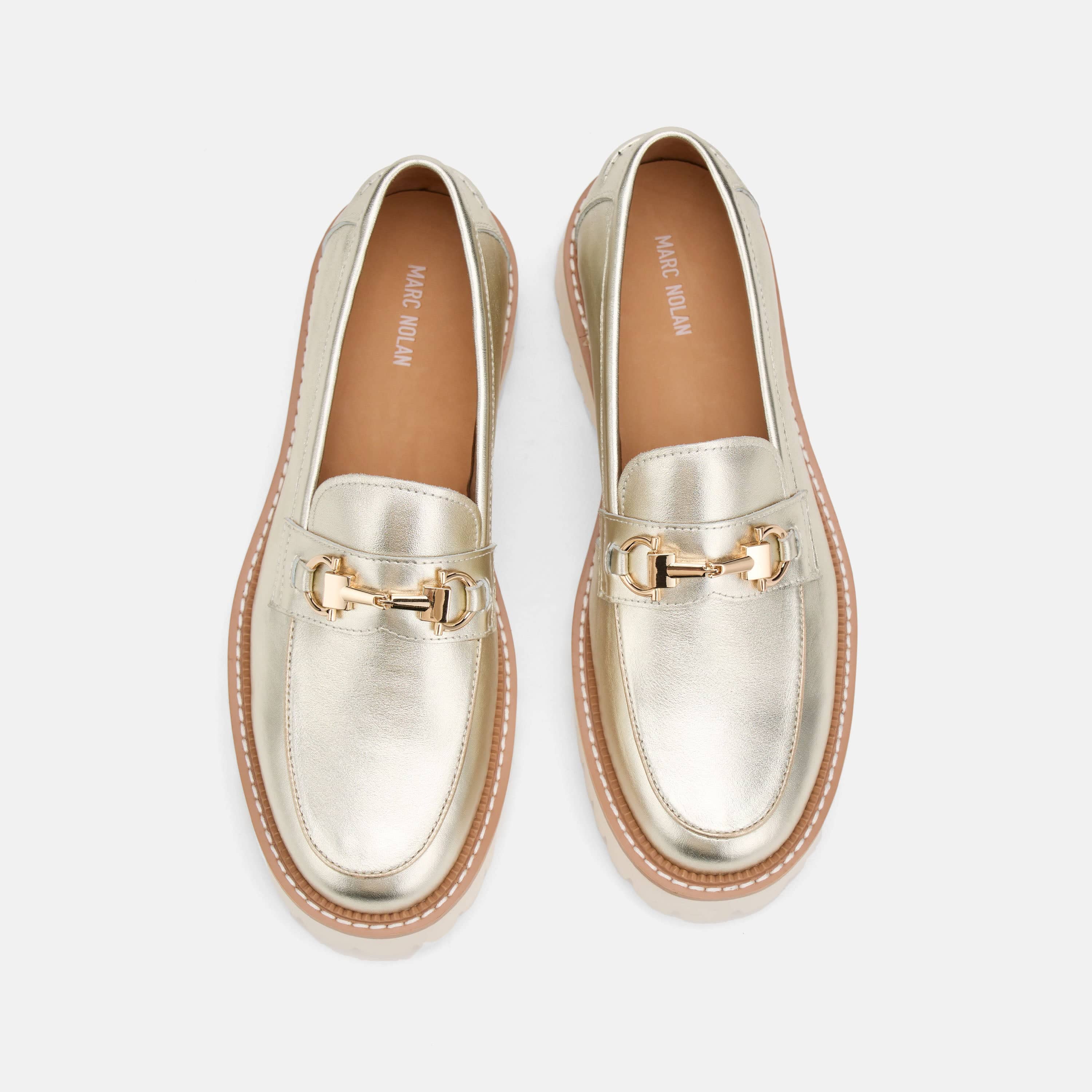 Ms. Boulevard Champagne Silver Leather Bit Loafers - Image 5