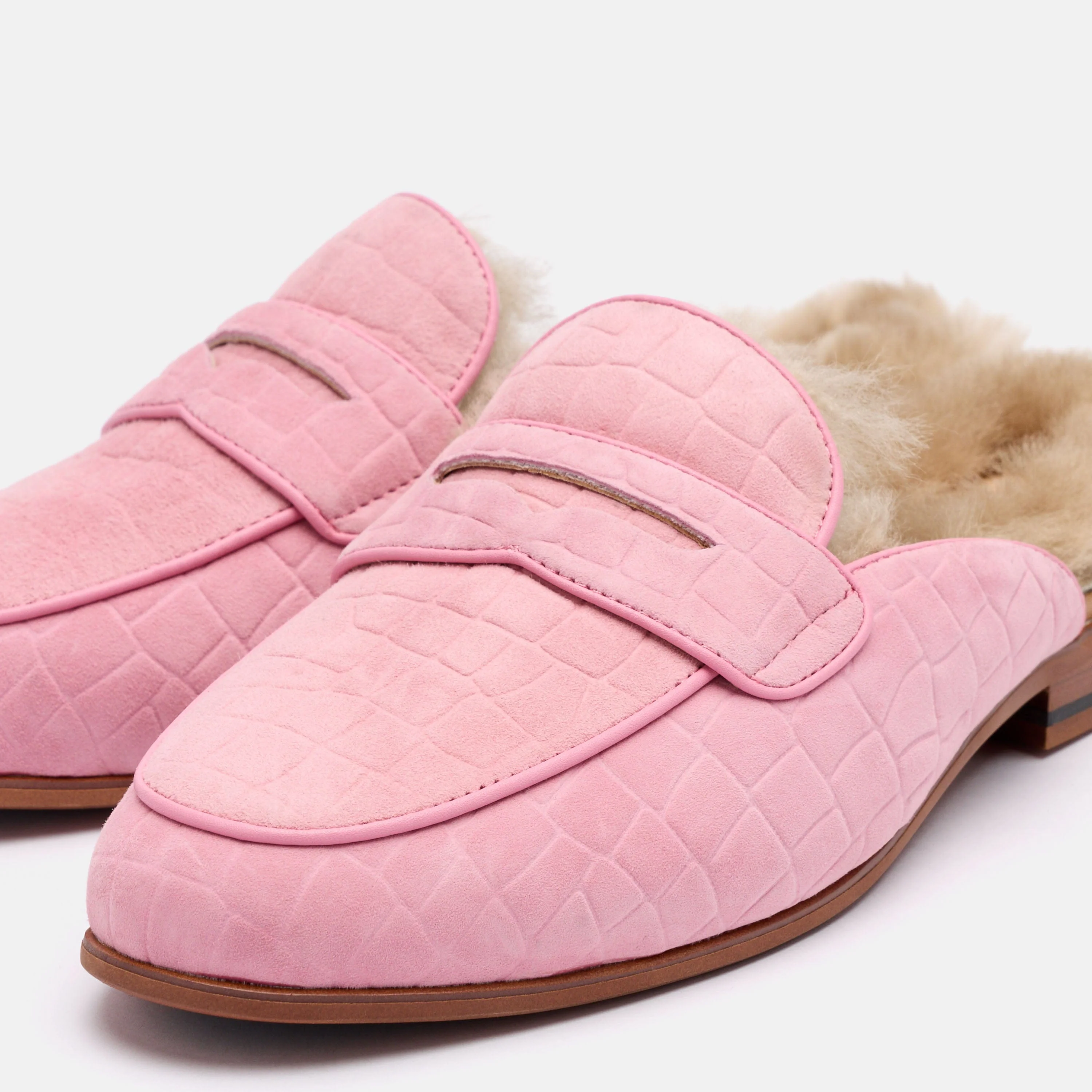 Ms. Del Mar Pink Croc Suede Loafer Mule - Image 3