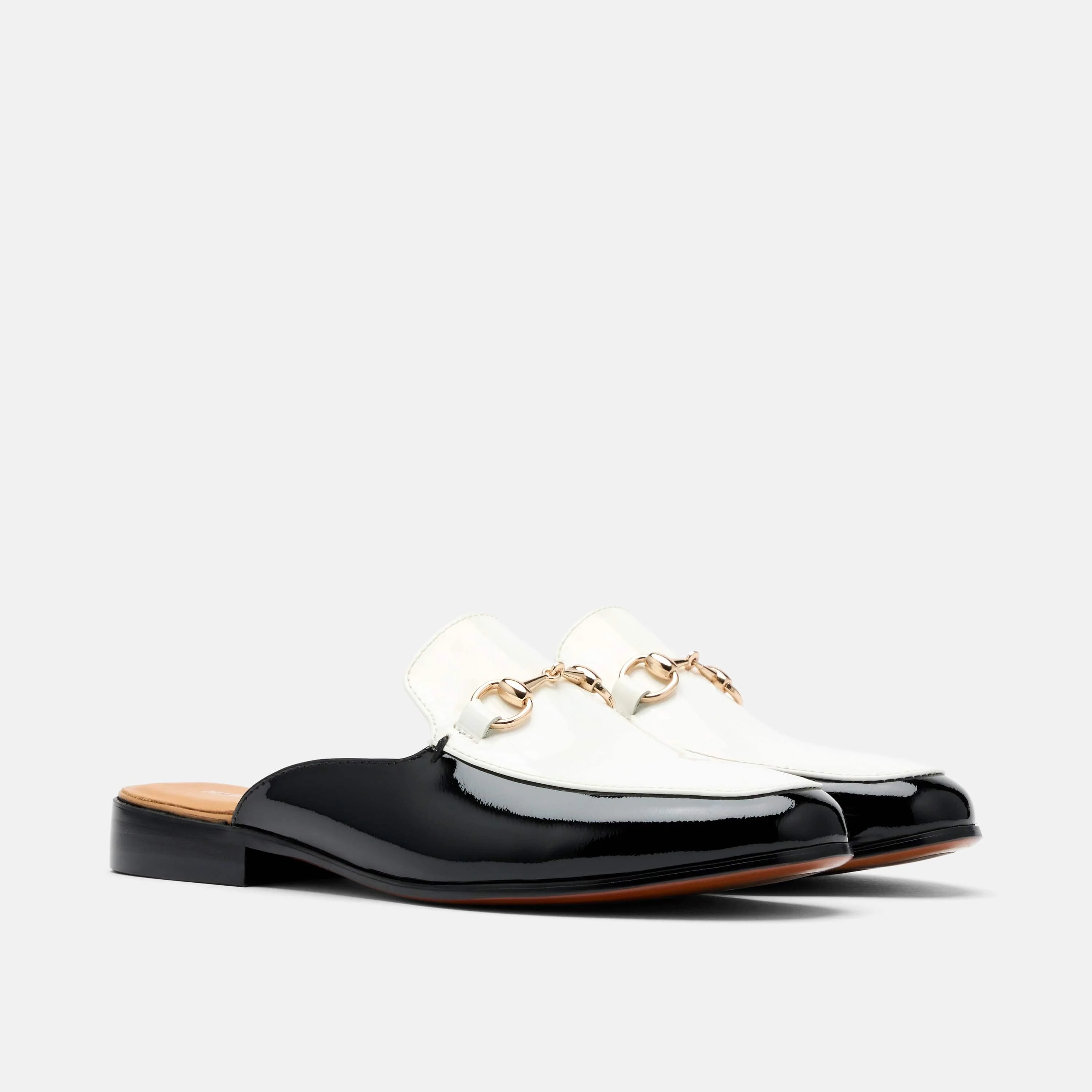 Ms. Del Sol Black/White Patent Loafer Mule - Image 2