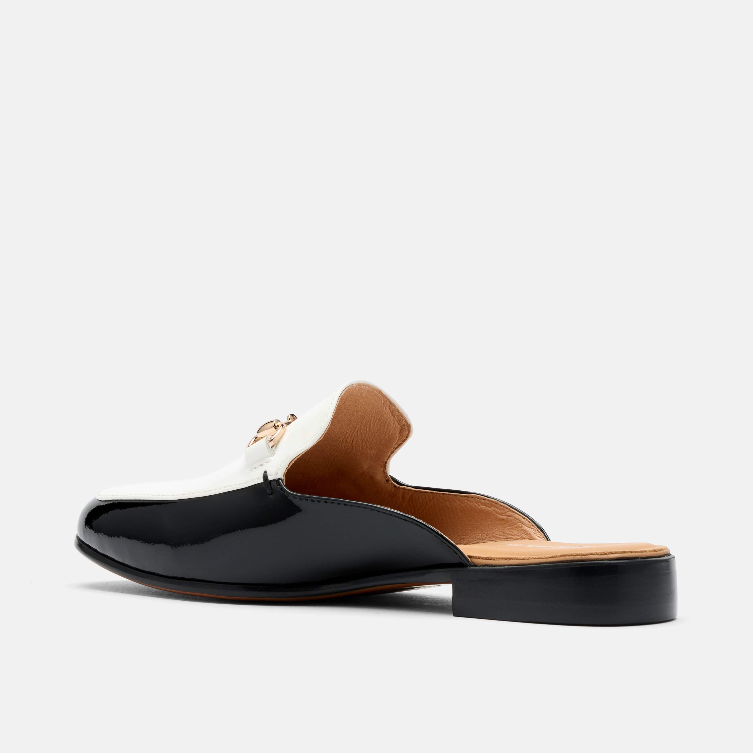 Ms. Del Sol Black/White Patent Loafer Mule - Image 4
