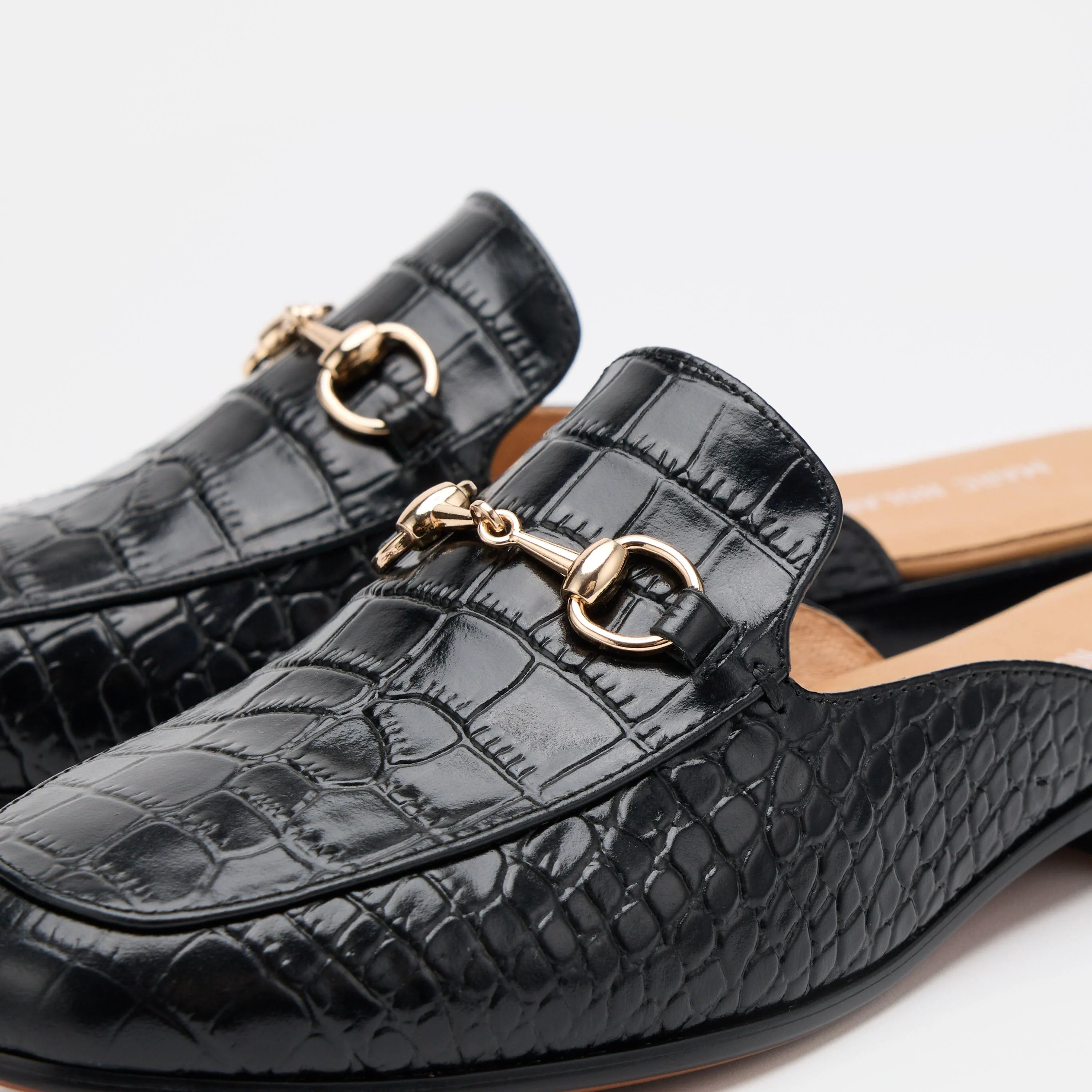 Ms. Del Sol Black Croc Loafer Mule - Image 3