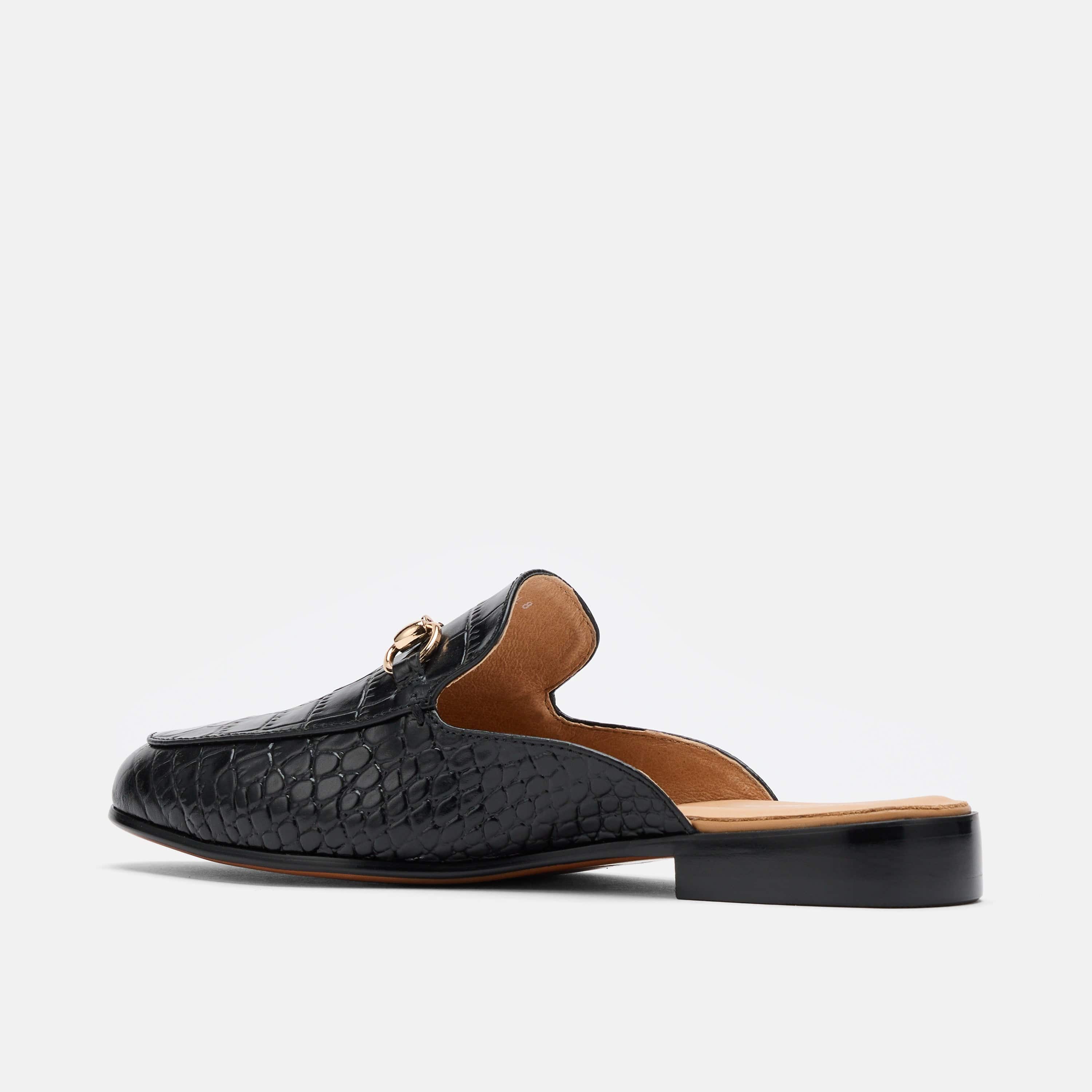 Ms. Del Sol Black Croc Loafer Mule - Image 5