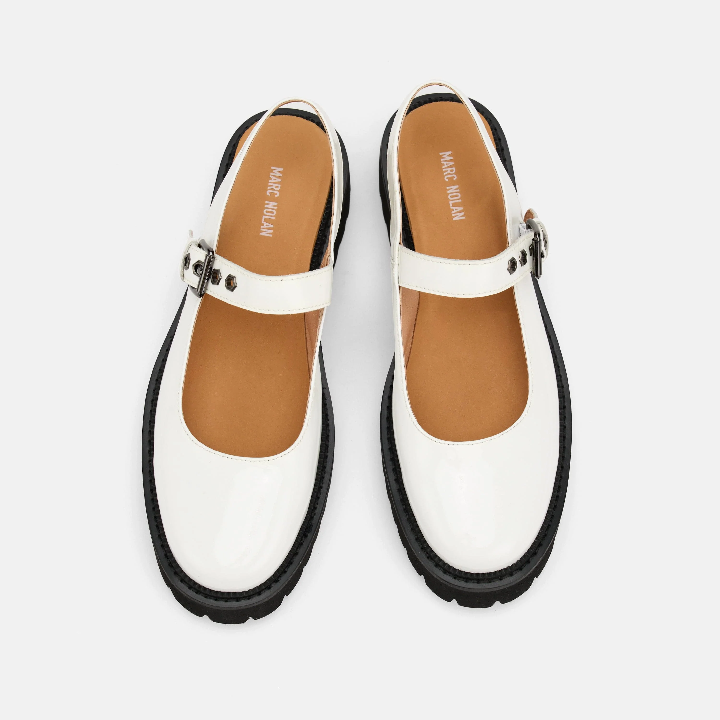 Luna White Leather Mary Jane Lug Slingbacks - Image 5