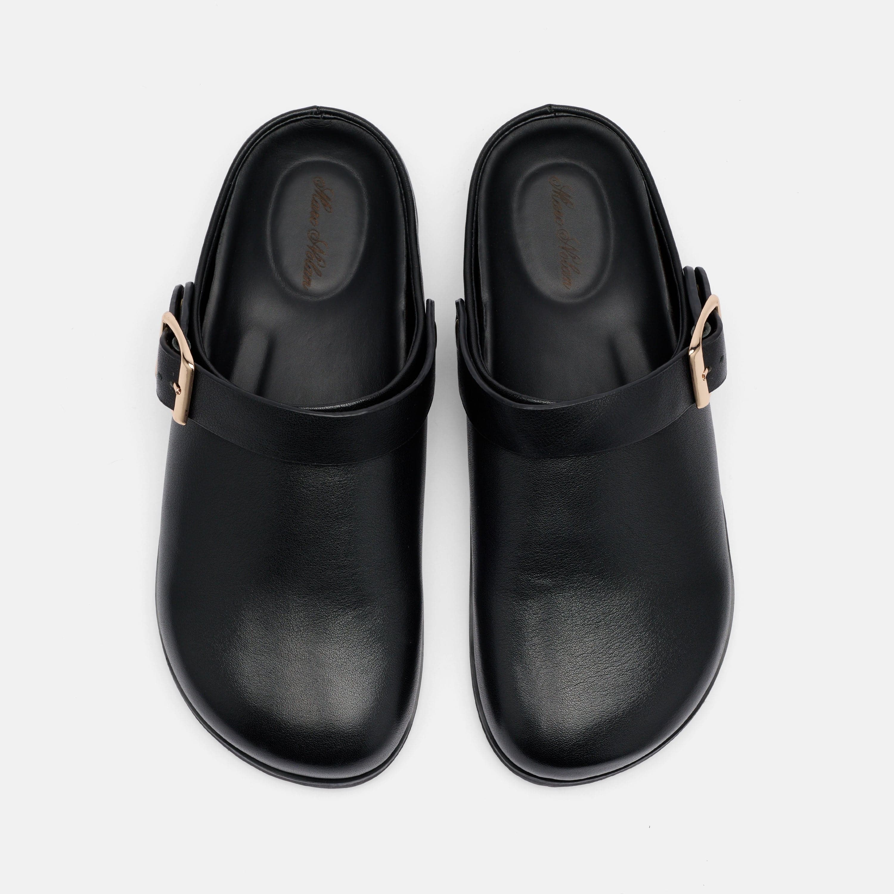 Ms. Solana Black Leather Backstrap Clogs - Image 6
