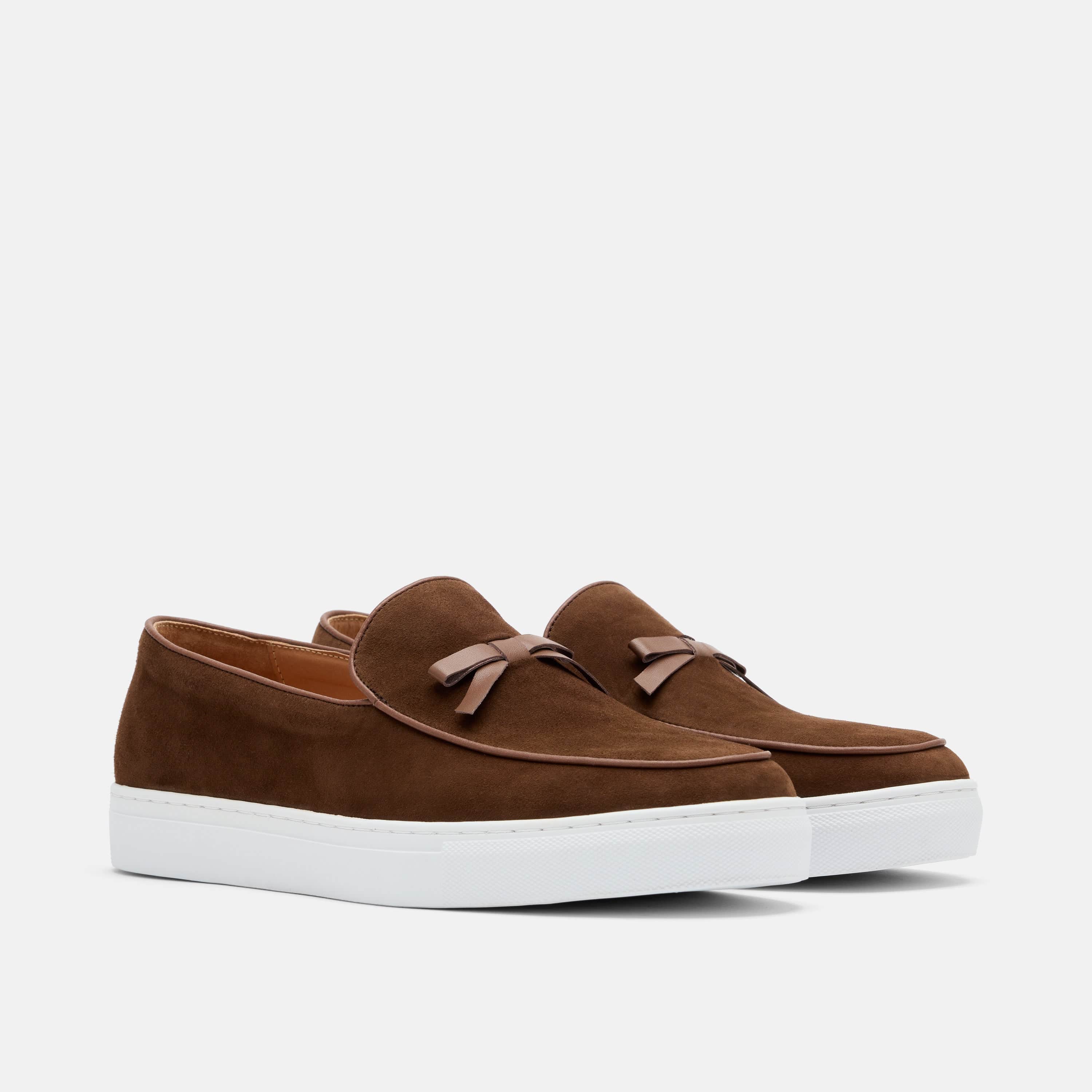 Odell Chocolate Suede Belgian Loafer Sneakers - Image 2