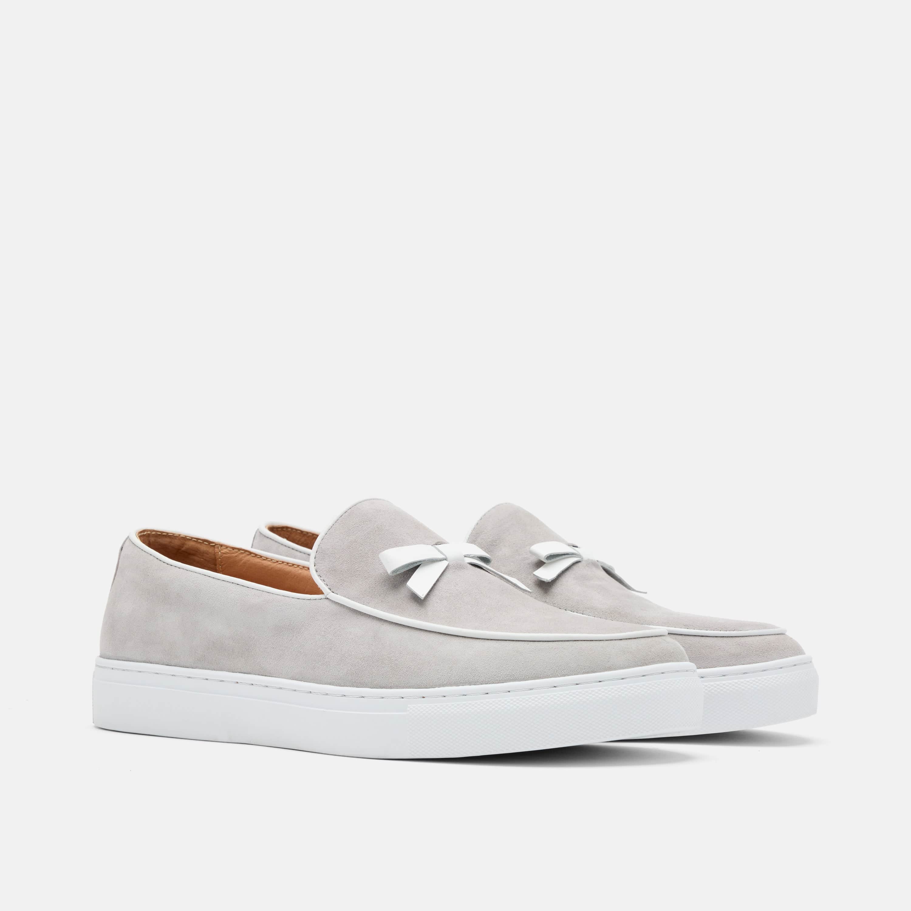 Odell Light Grey Suede Belgian Loafer Sneakers - Image 2