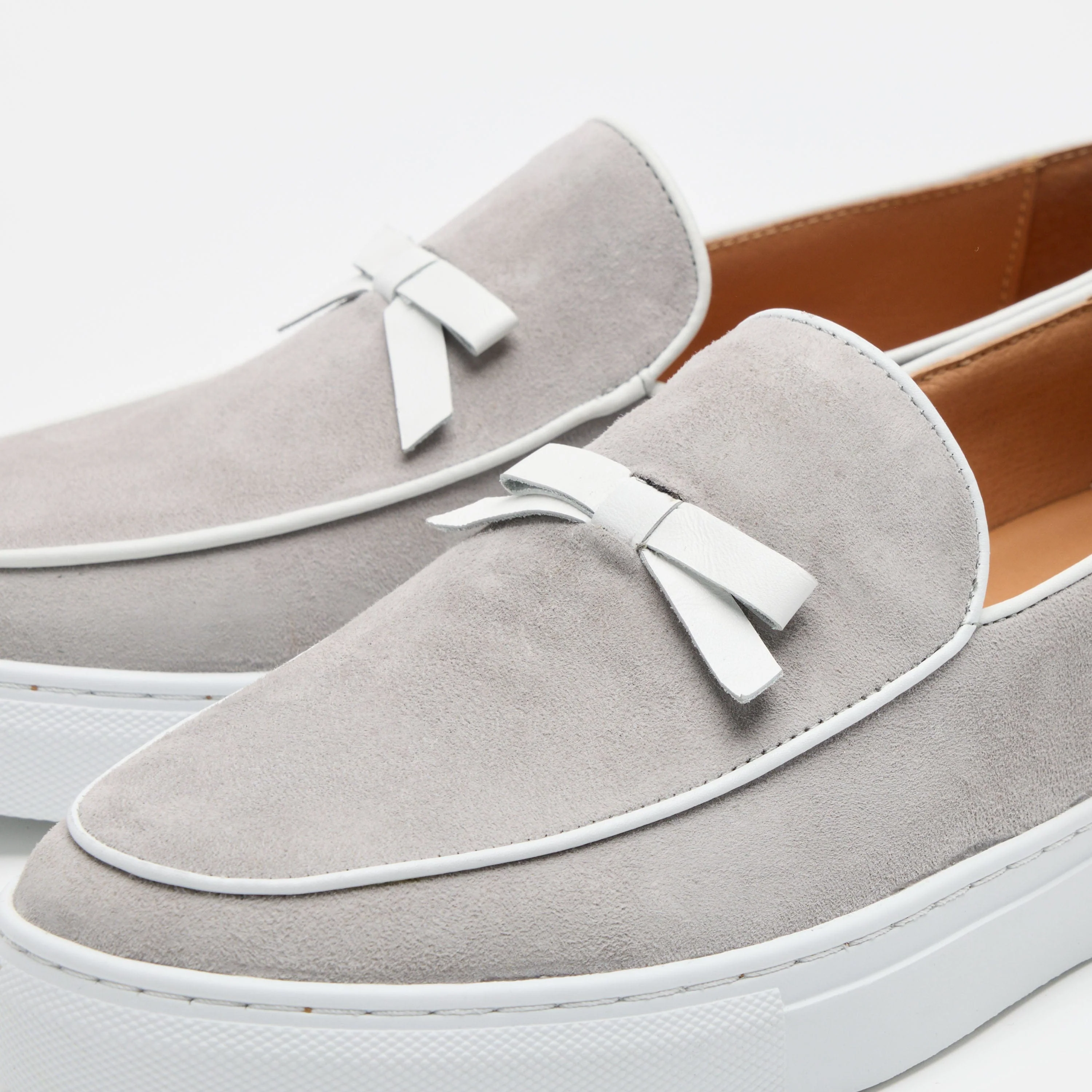 Odell Light Grey Suede Belgian Loafer Sneakers - Image 3