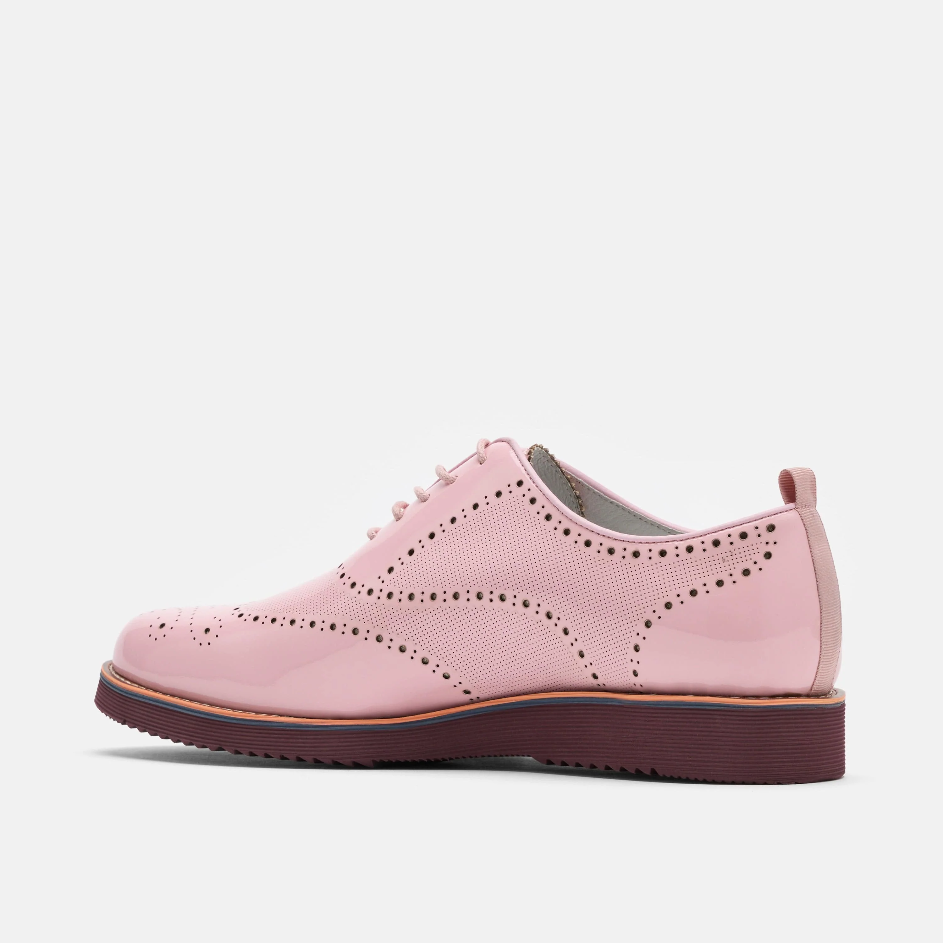 Oscar Pink Patent Leather Wholecut Brogue Sneakers - Image 4